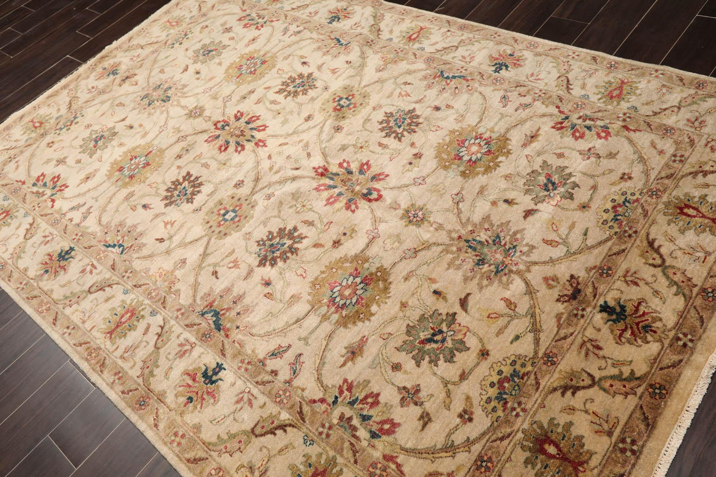 5'11" x 8'9" Hand Knotted 100% Wool Traditional Agra Oriental Area Rug Beige-2