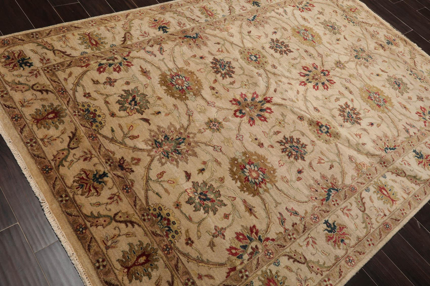 5'11" x 8'9" Hand Knotted 100% Wool Traditional Agra Oriental Area Rug Beige-3