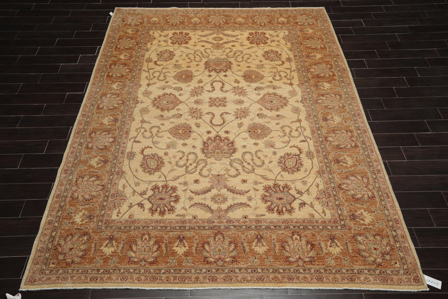 8'2" x 11'4" Hand Knotted Wool Stone Wash Peshawar Vegetable Dyes Area Rug Beige-1