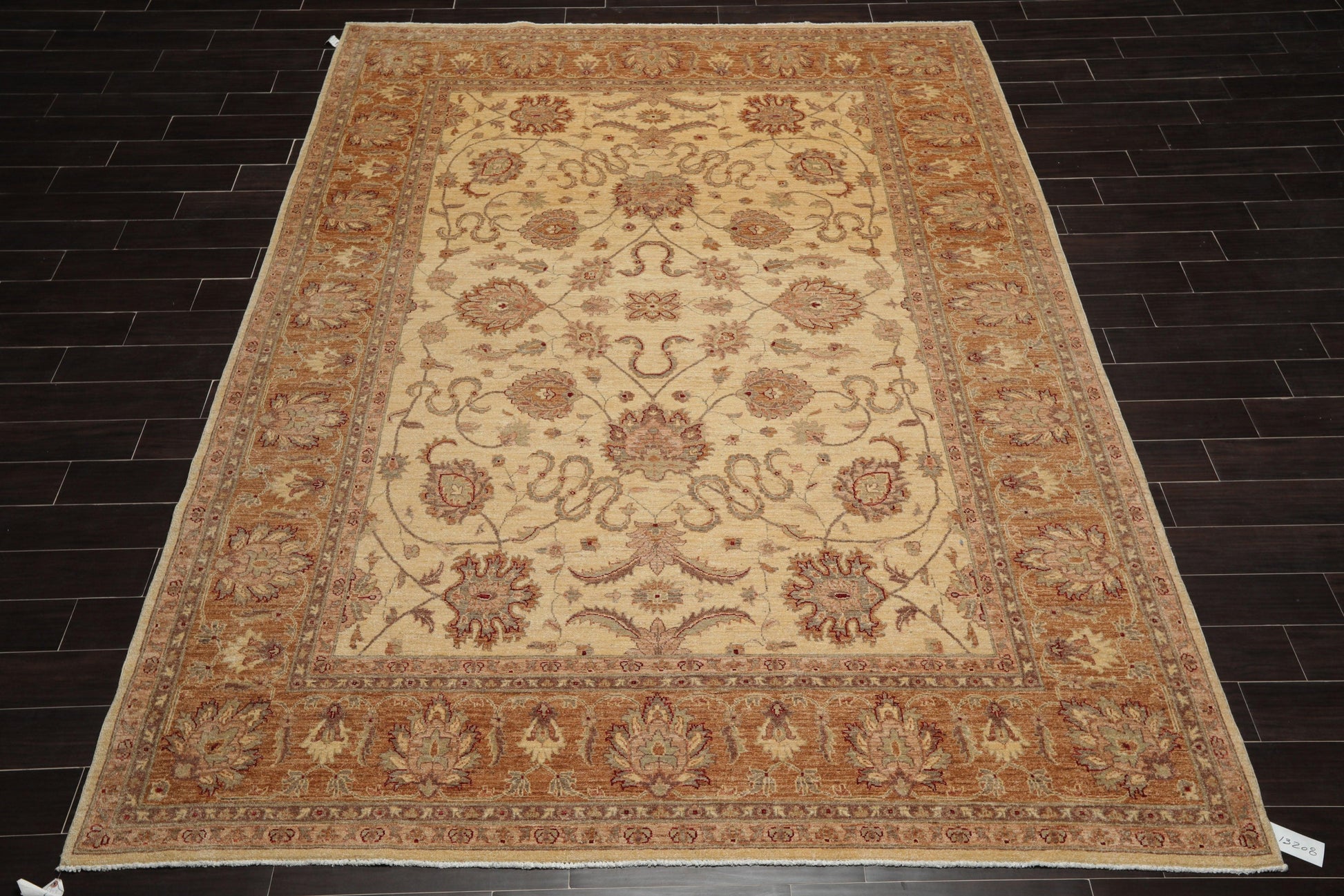 8'2" x 11'4" Hand Knotted Wool Stone Wash Peshawar Vegetable Dyes Area Rug Beige-1