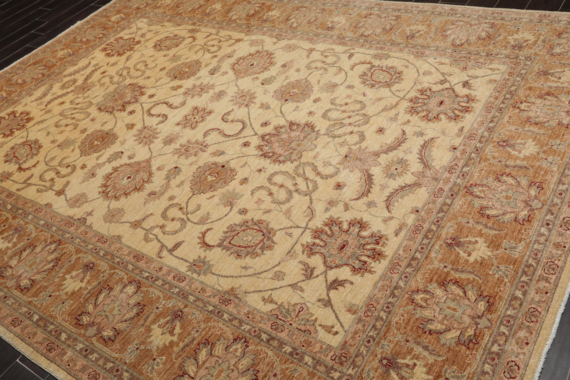 8'2" x 11'4" Hand Knotted Wool Stone Wash Peshawar Vegetable Dyes Area Rug Beige-2