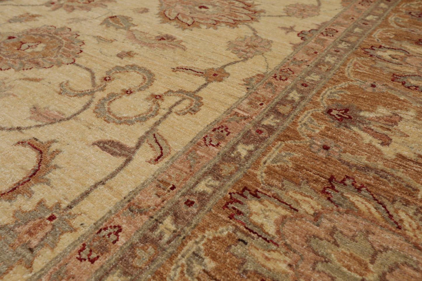 8'2" x 11'4" Hand Knotted Wool Stone Wash Peshawar Vegetable Dyes Area Rug Beige-4