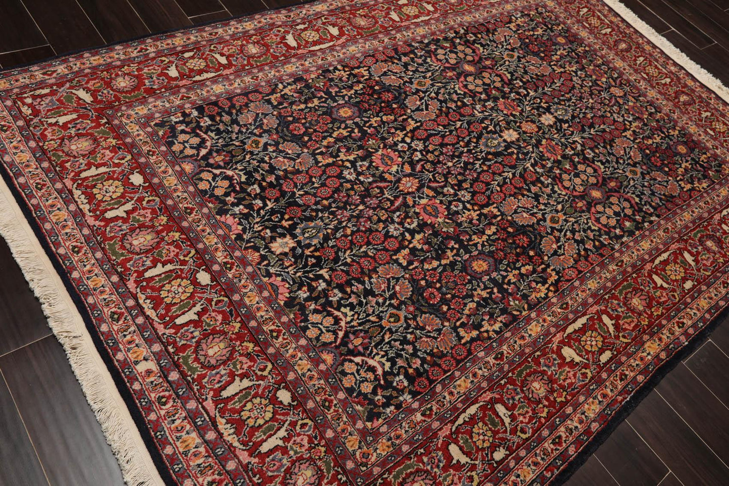 5'9"x8'9" Authentic Vintage Hand Knotted Turkish Hereke 200KPSI Area Rug Black-4