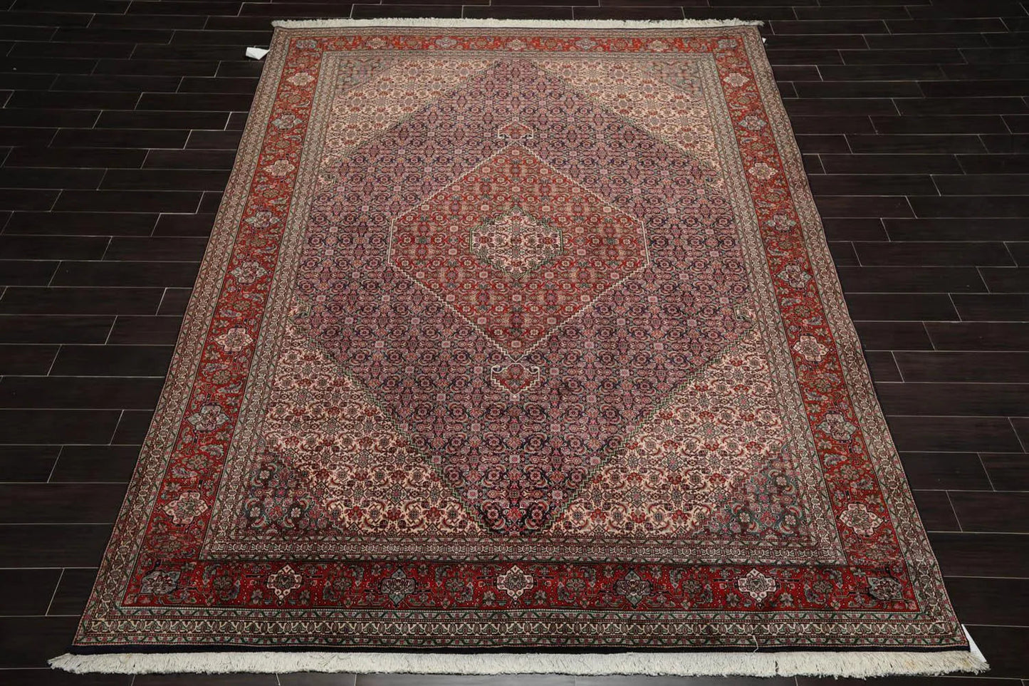 8x11 Navy, Rust Hand Knotted 100% Wool 250 KPSI Authentic Mahi Tabrizz Oriental Area Rug-2