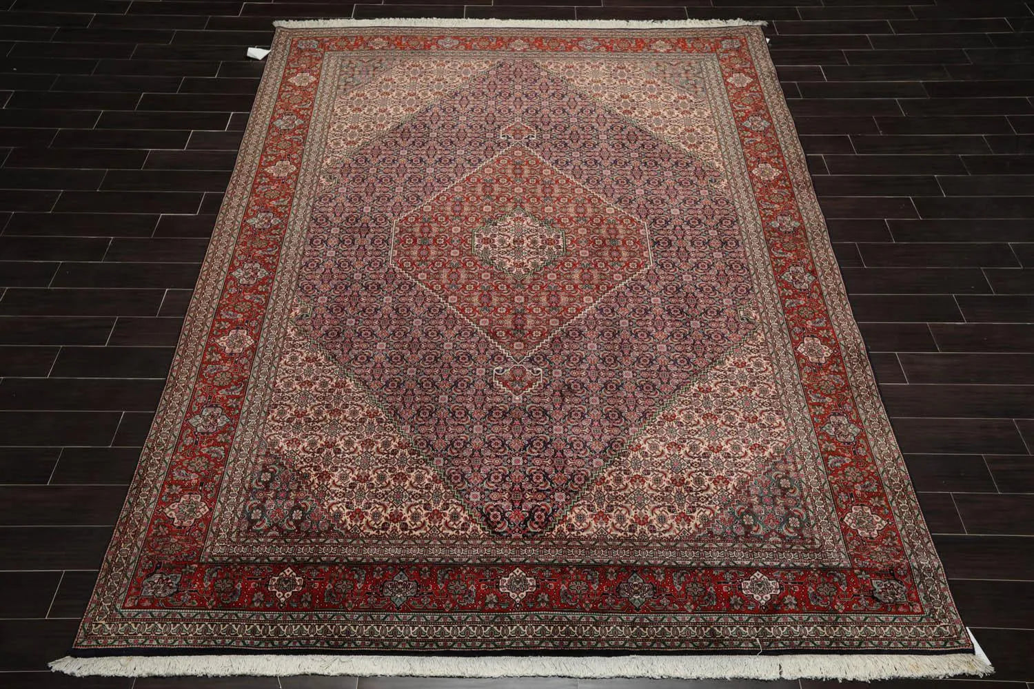8x11 Navy, Rust Hand Knotted 100% Wool 250 KPSI Authentic Mahi Tabrizz Oriental Area Rug-2
