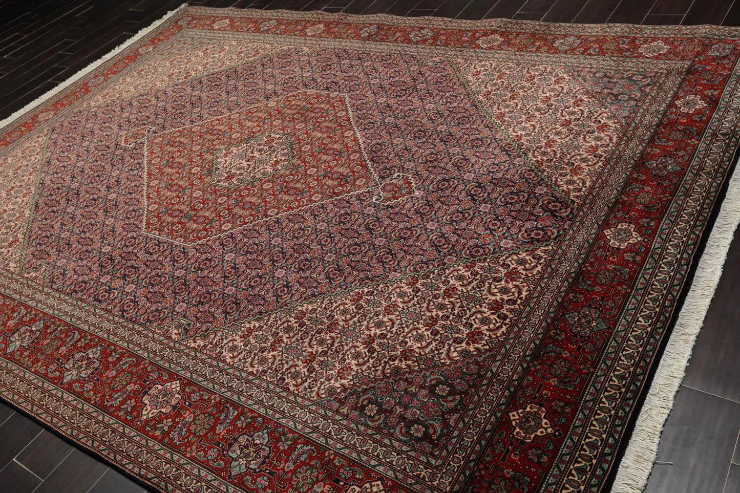 8x11 Navy, Rust Hand Knotted 100% Wool 250 KPSI Authentic Mahi Tabrizz Oriental Area Rug-3