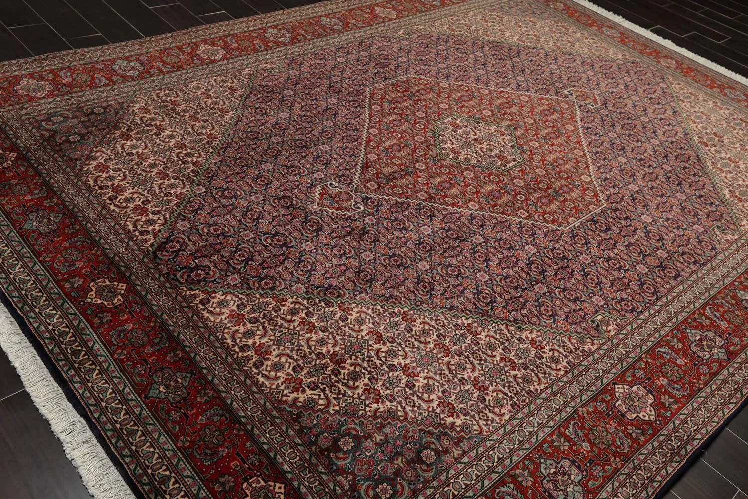 8x11 Navy, Rust Hand Knotted 100% Wool 250 KPSI Authentic Mahi Tabrizz Oriental Area Rug-4