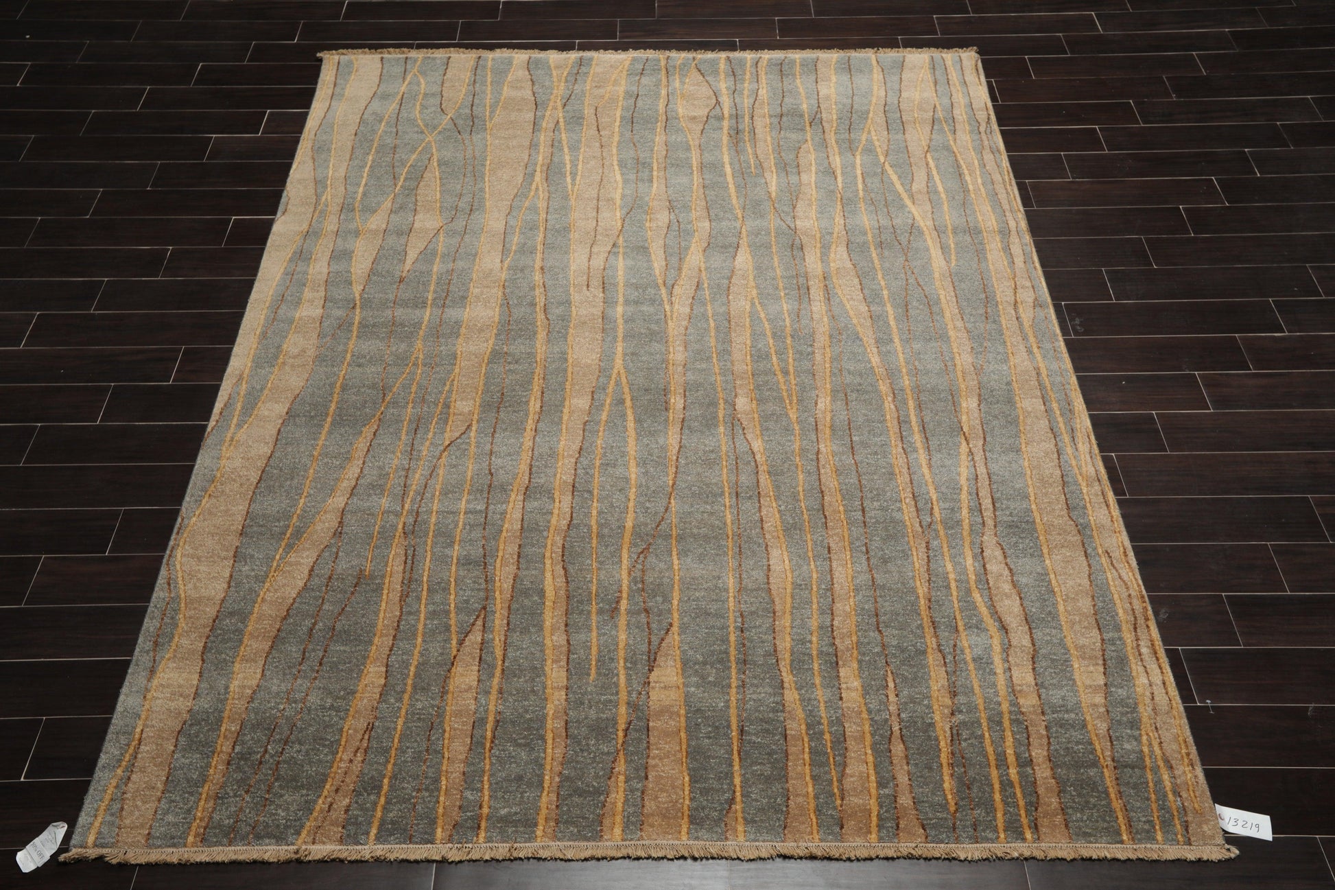 7'9"x9'9" Hand Knotted Wool Stone Wash Peshawar Vegetable Dye Area Rug Gray Blue-1