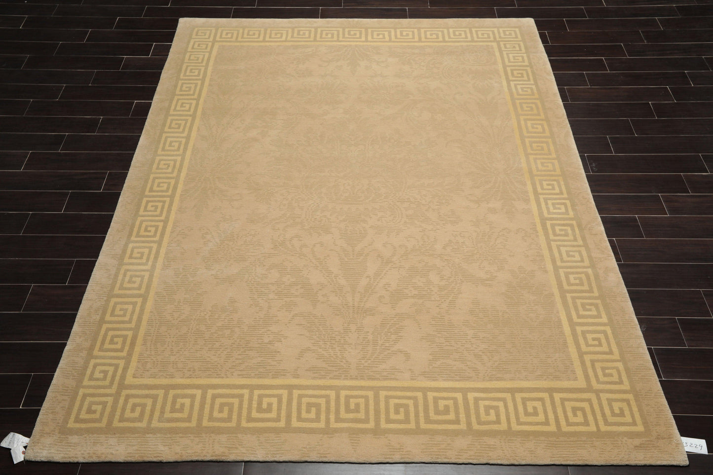 8' x 9'9" Hand Knotted Damask Greek Key Tibetan Area Rug Beige-1