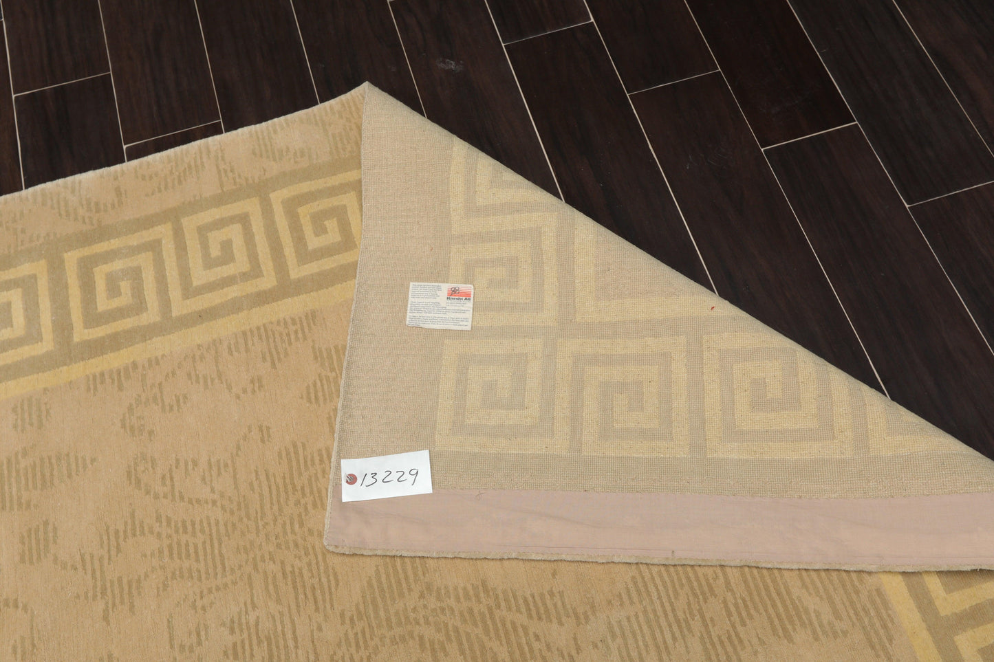 8' x 9'9" Hand Knotted Damask Greek Key Tibetan Area Rug Beige-4