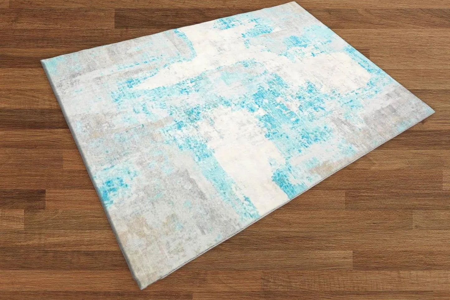 Multi Sizes Modern & Contemporary Velvety Soft Pile Oriental Area Rug Aqua, Beige Bastian-2
