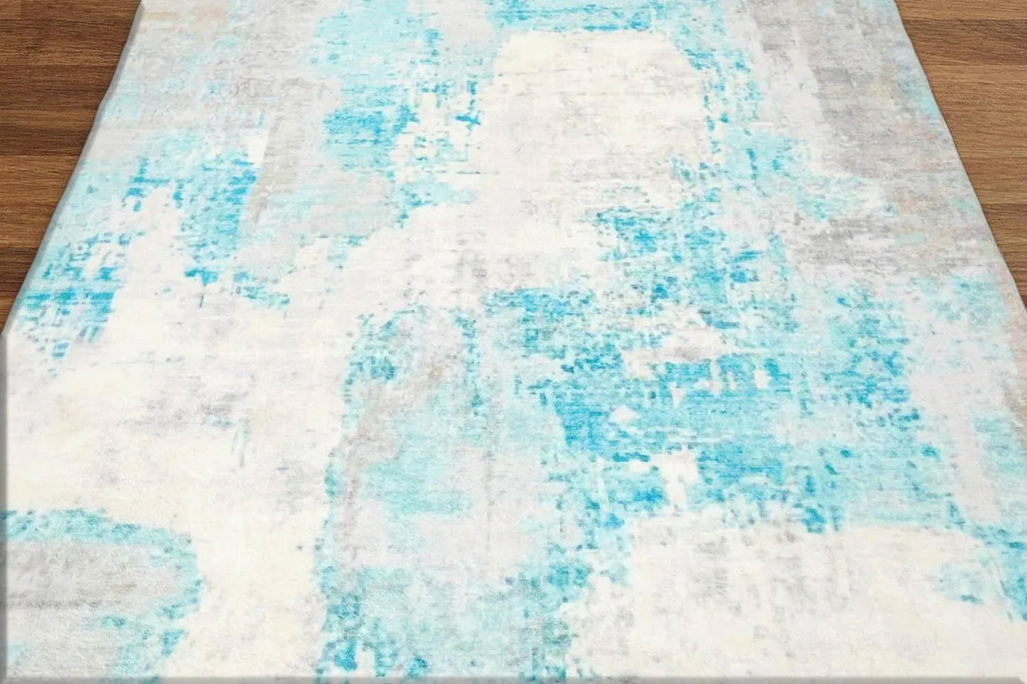 Multi Sizes Modern & Contemporary Velvety Soft Pile Oriental Area Rug Aqua, Beige Bastian-3