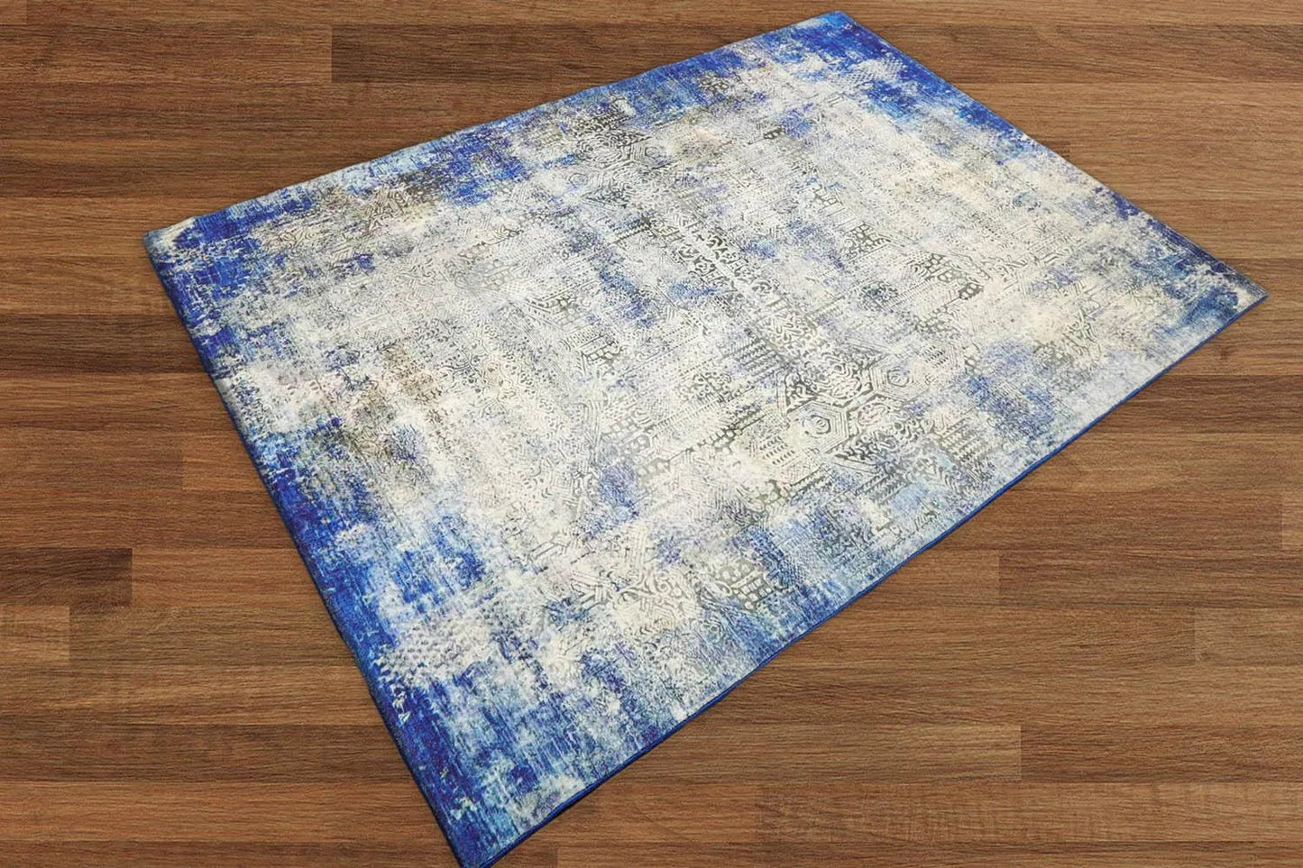 Multi Sizes Beige, Royal Blue Bastian Modern & Contemporary Velvety Soft Pile Oriental Area Rug-2