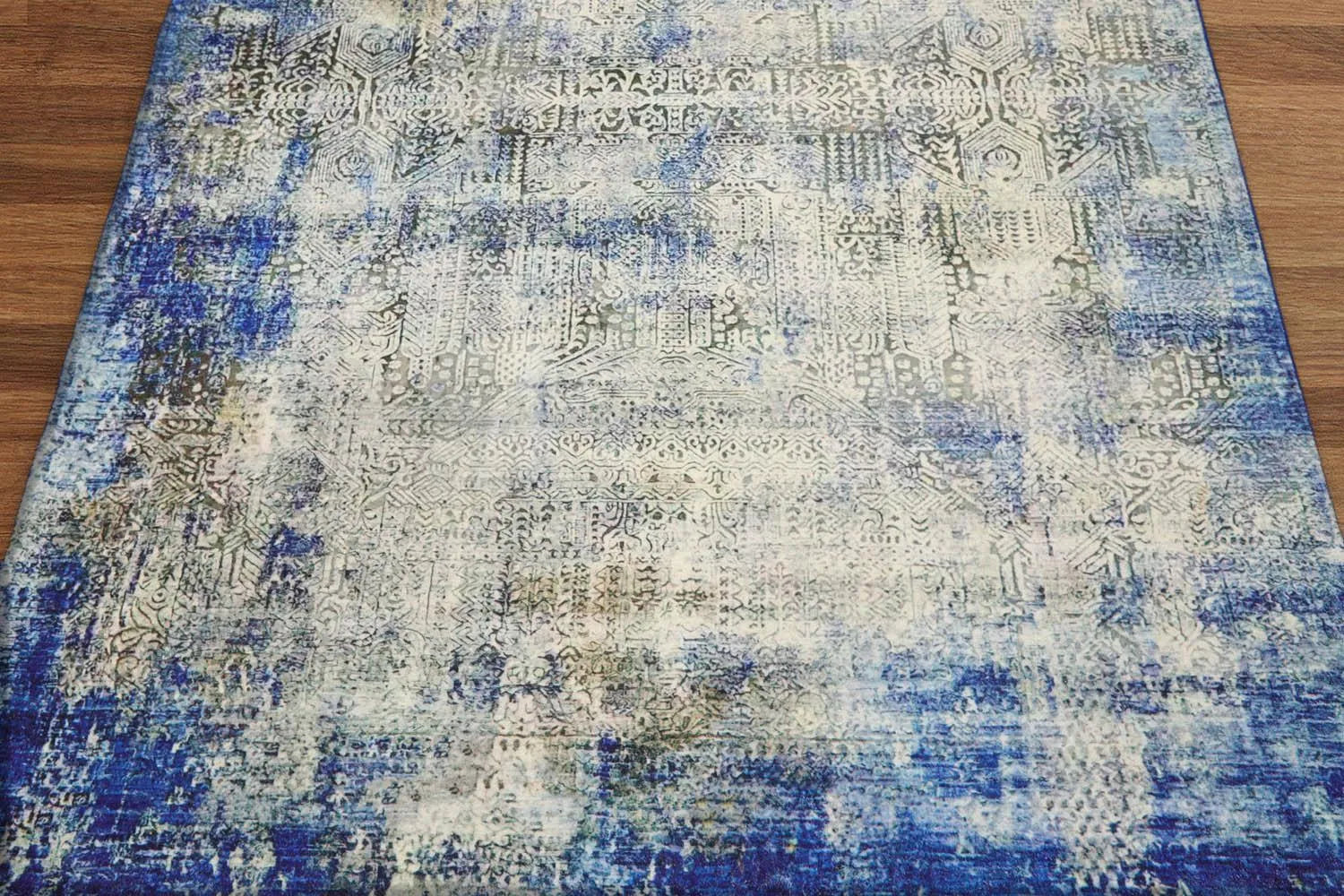 Multi Sizes Beige, Royal Blue Bastian Modern & Contemporary Velvety Soft Pile Oriental Area Rug-4