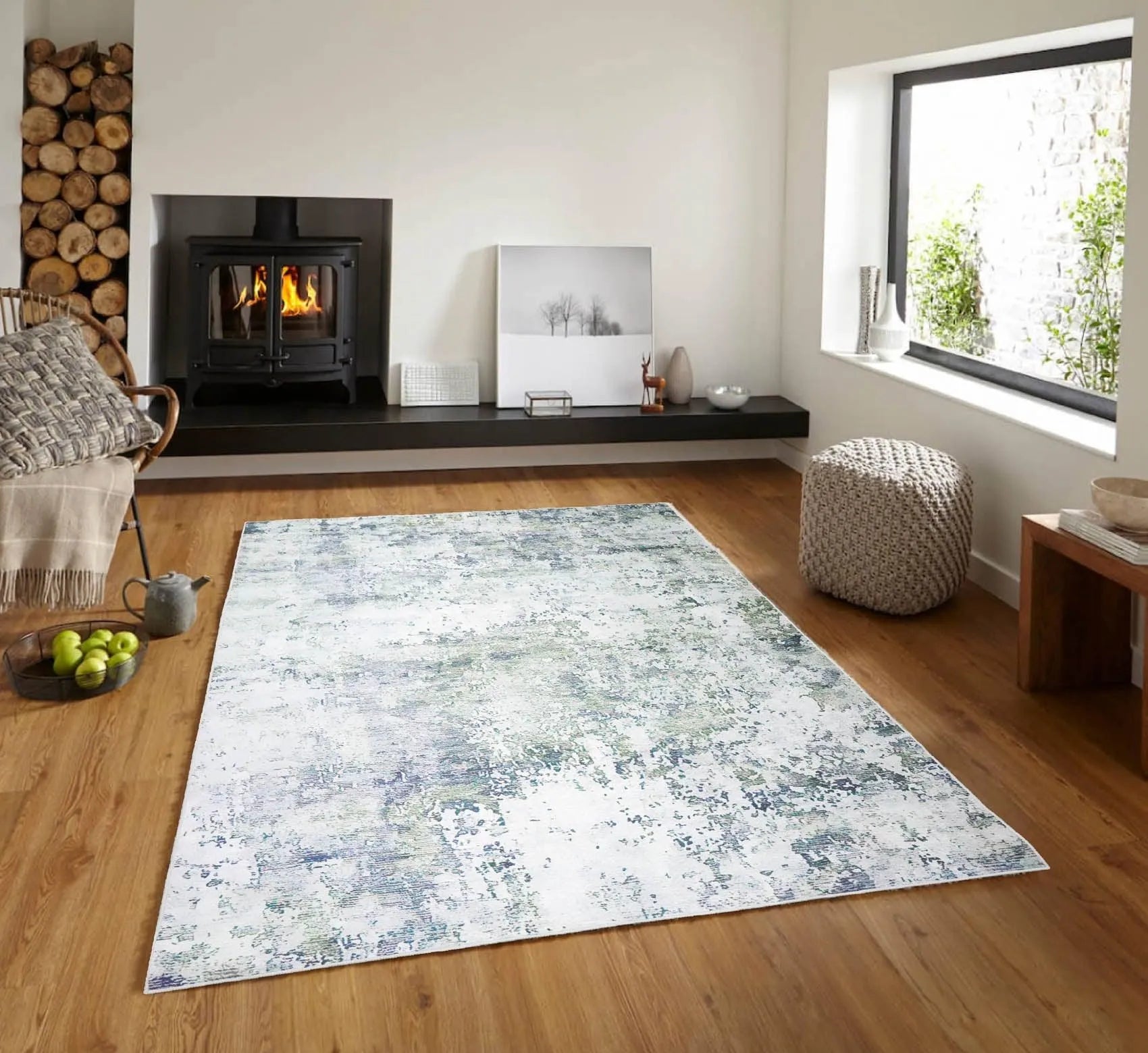5' x 7' LoomBloom Micro Printed Cotton Herizz Modern Oriental Area Rug Beige-0
