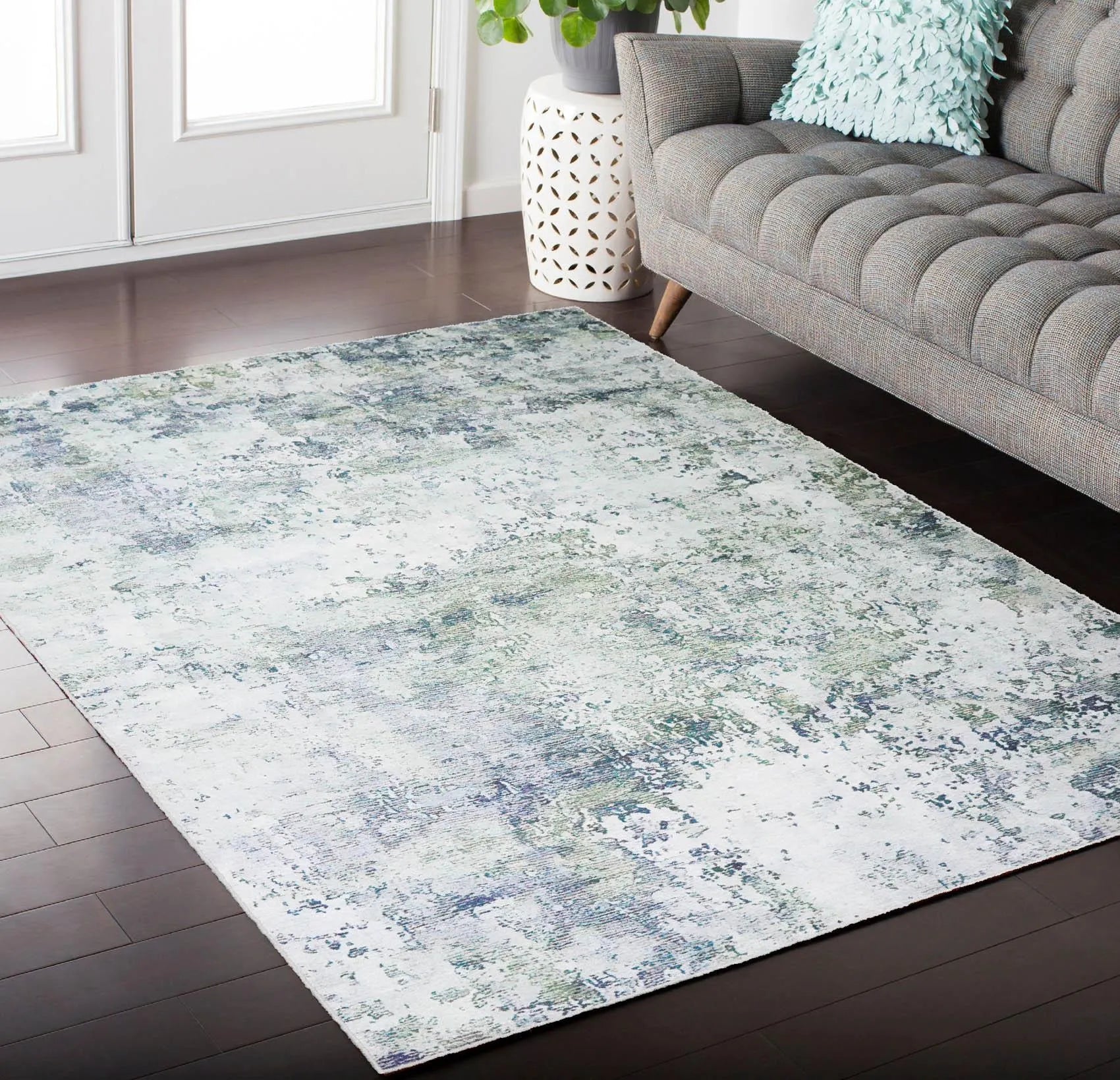 5' x 7' LoomBloom Micro Printed Cotton Herizz Modern Oriental Area Rug Beige-2