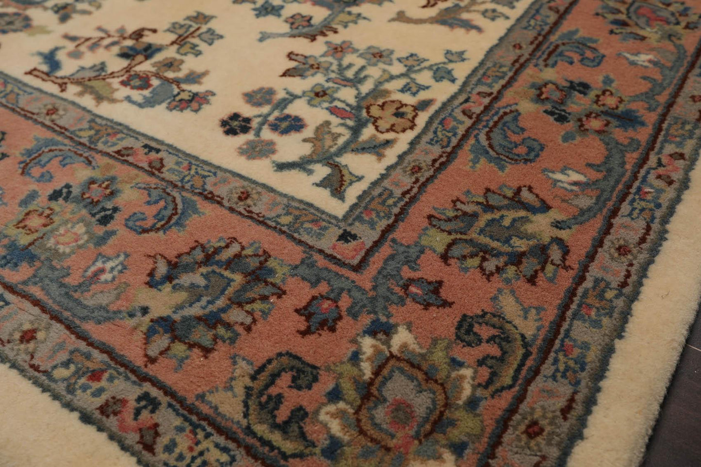 4'1" x 6' Hand Knotted Kerman Wool Traditional Oriental Area Rug Ivory-4