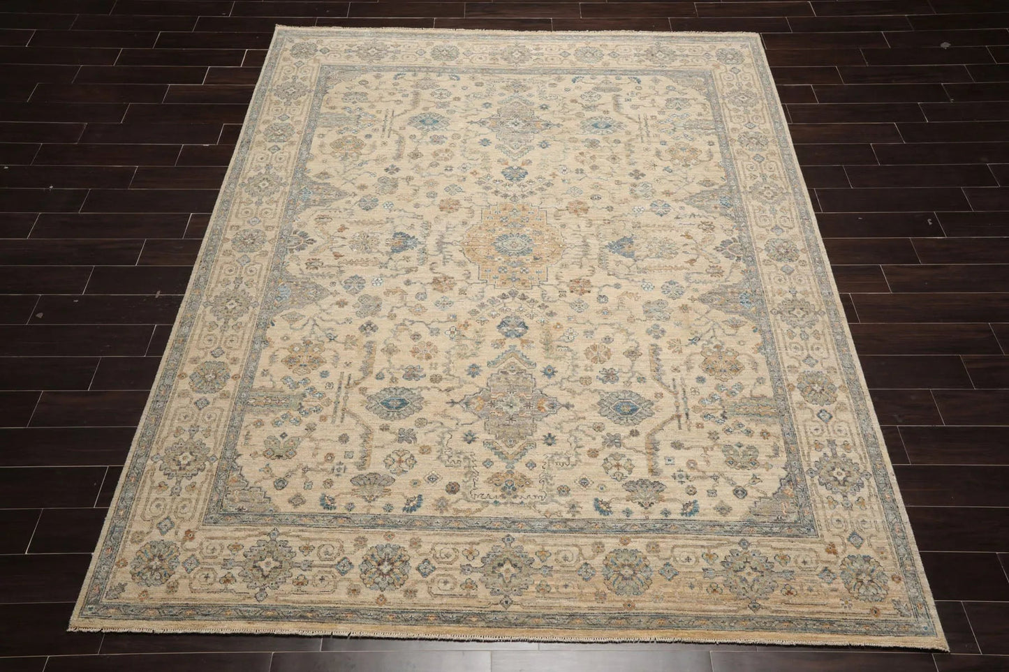 8x10 Beige Hand Knotted Traditional Wool Oriental Area Rug-3
