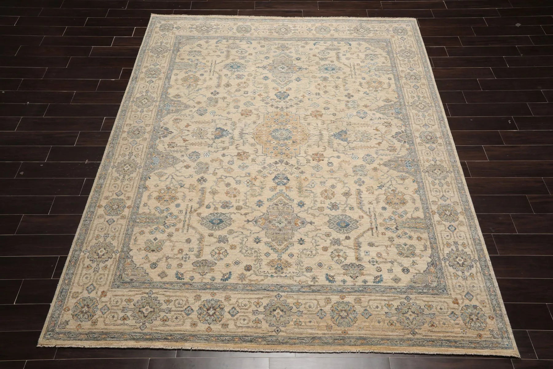 8x10 Beige Hand Knotted Traditional Wool Oriental Area Rug-3