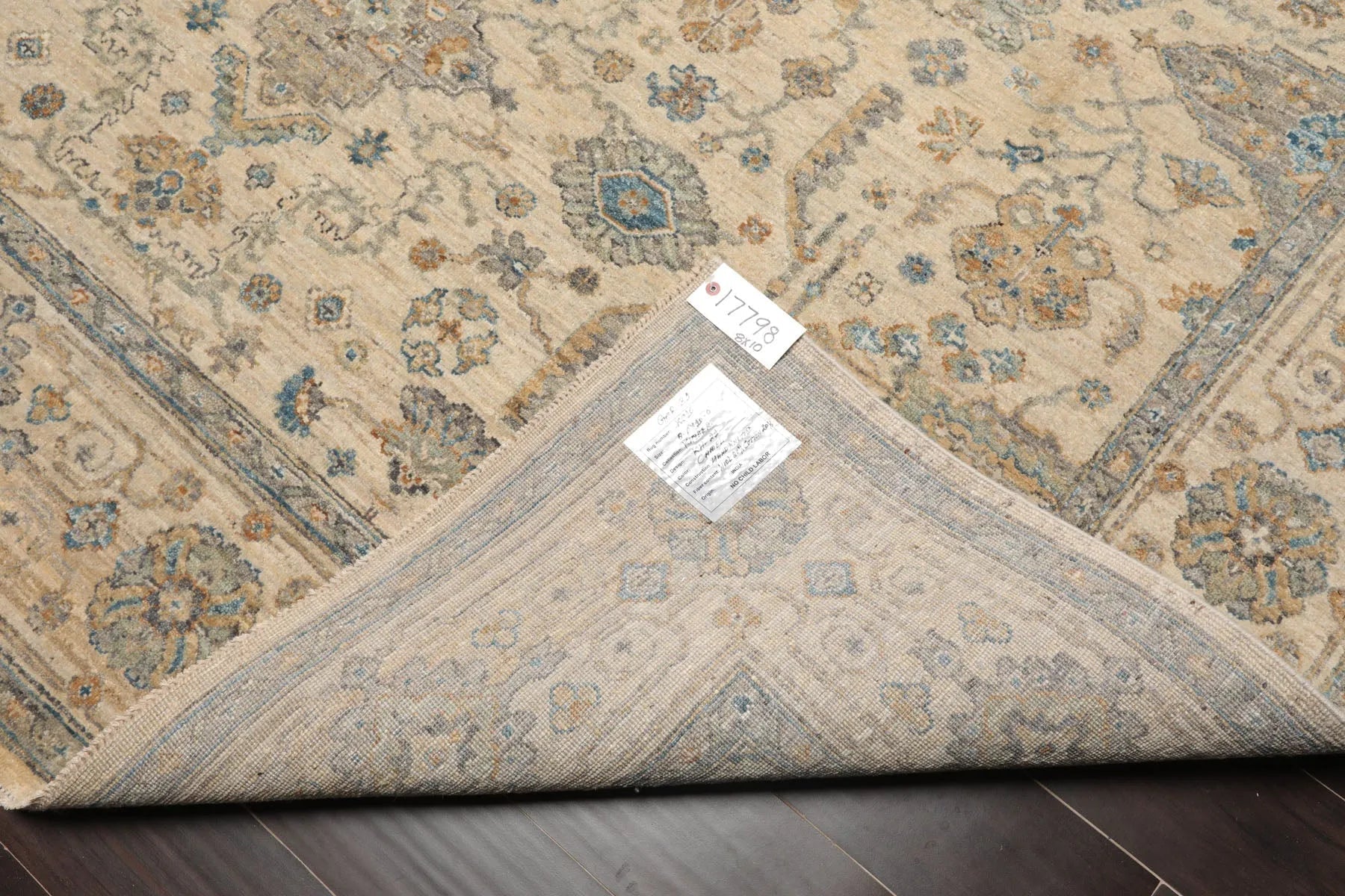 8x10 Beige Hand Knotted Traditional Wool Oriental Area Rug-2