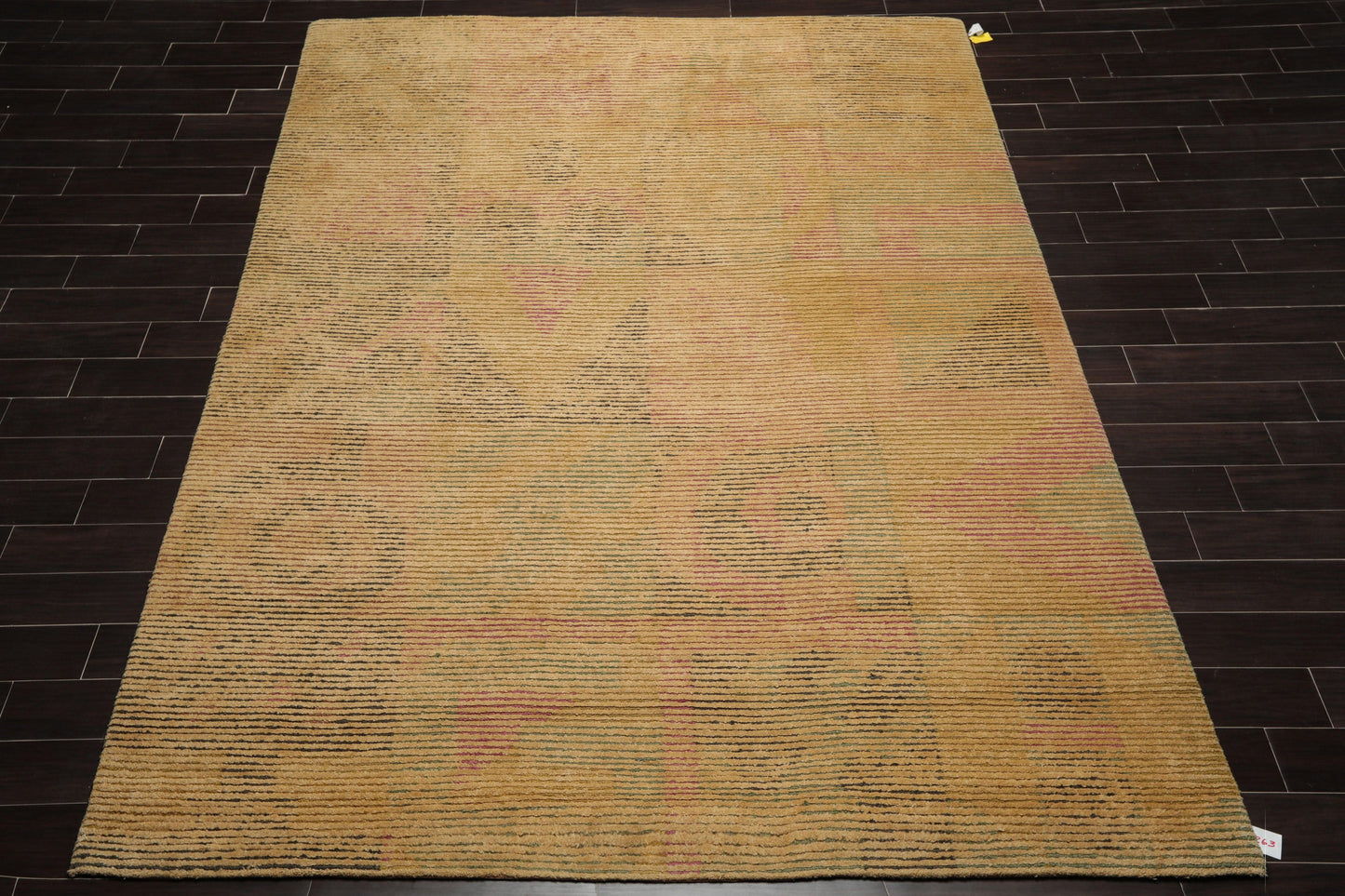 8'2"x10'6" Hand Knotted Wool Peekaboo Loop N Cut Pile Art Deco Tibetan Area Rug Tan-1