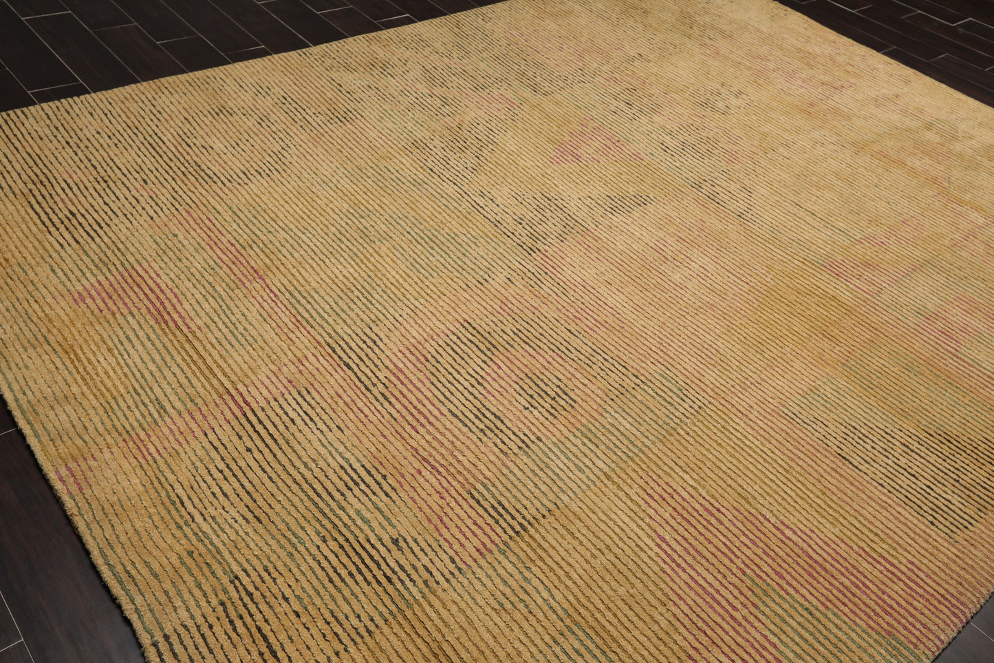 8'2"x10'6" Hand Knotted Wool Peekaboo Loop N Cut Pile Art Deco Tibetan Area Rug Tan-3