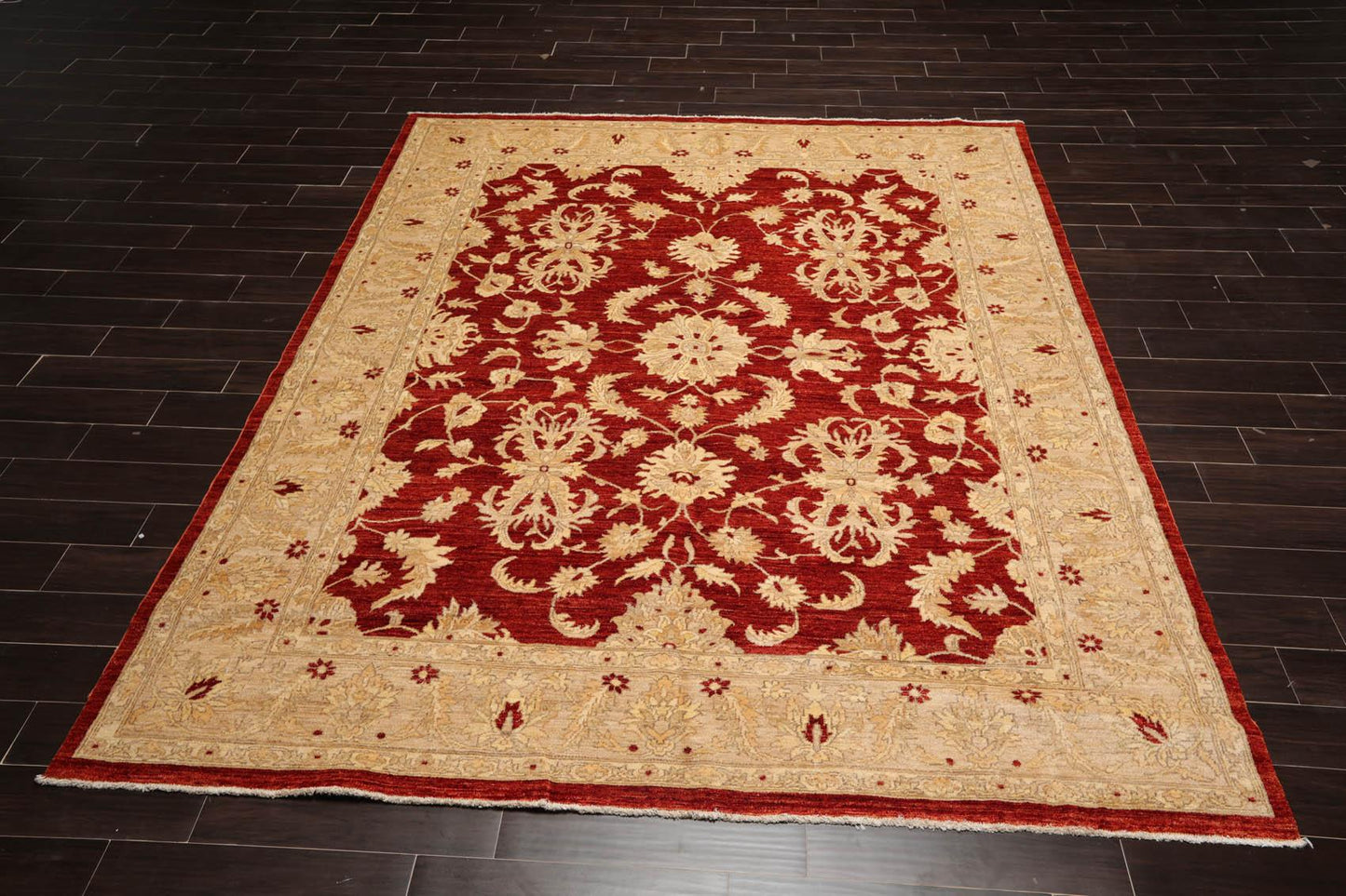 Chobi Peshawar Hand Knotted 100% Wool Traditional Area Rug Rust 8'1" x 9'10"-1