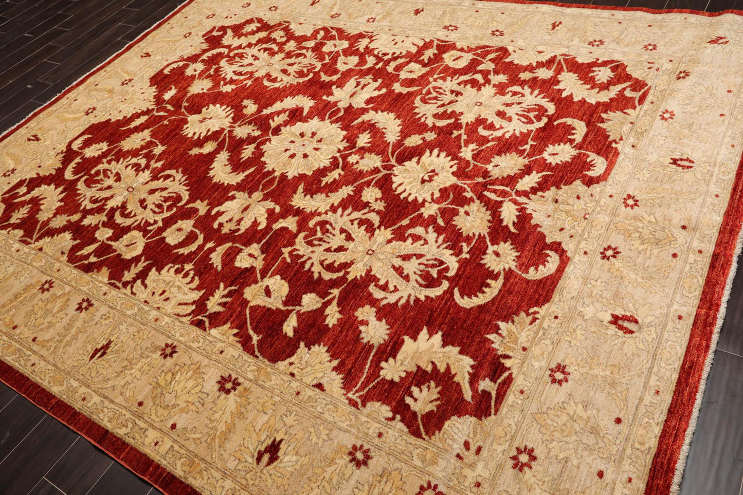 Chobi Peshawar Hand Knotted 100% Wool Traditional Area Rug Rust 8'1" x 9'10"-2
