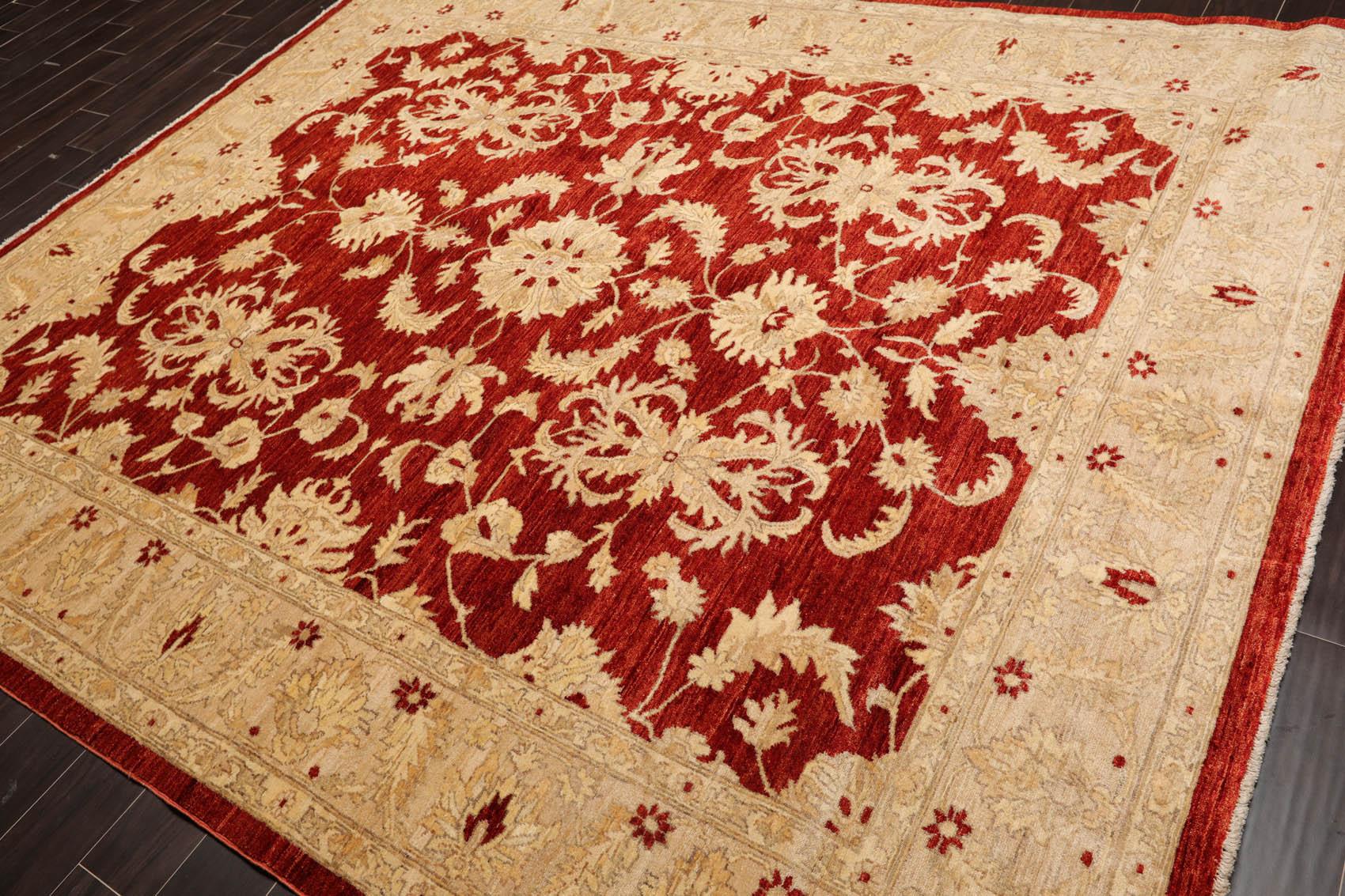 Chobi Peshawar Hand Knotted 100% Wool Traditional Area Rug Rust 8'1" x 9'10"-2
