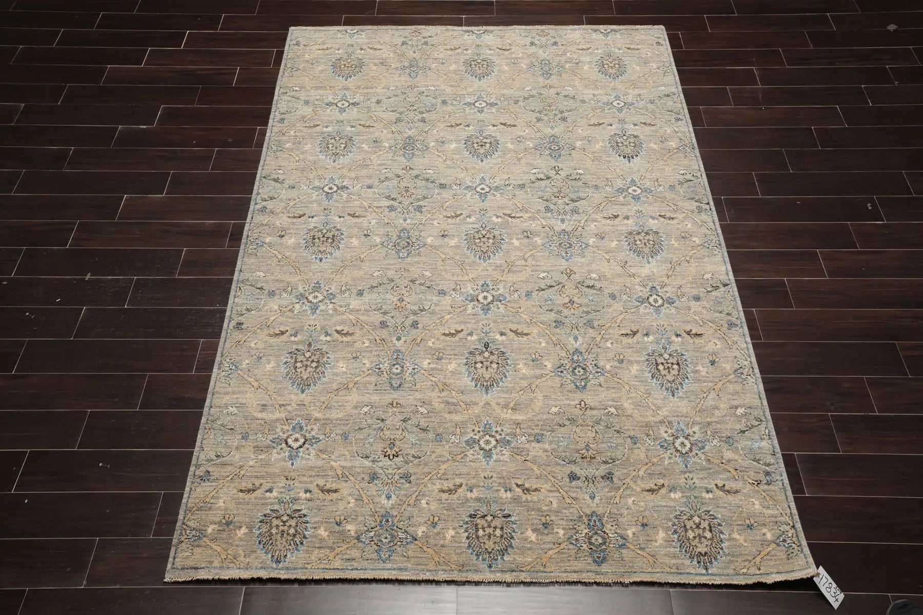 6x9 Gray Hand Knotted Traditional Wool Oriental Area Rug-3