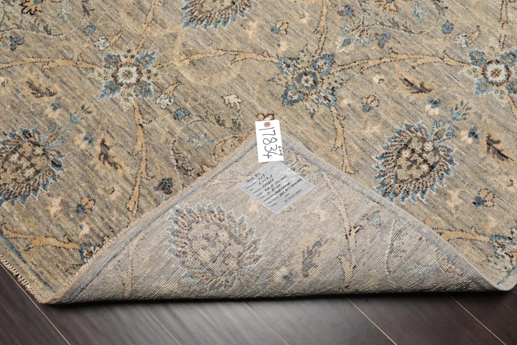 6x9 Gray Hand Knotted Traditional Wool Oriental Area Rug-2