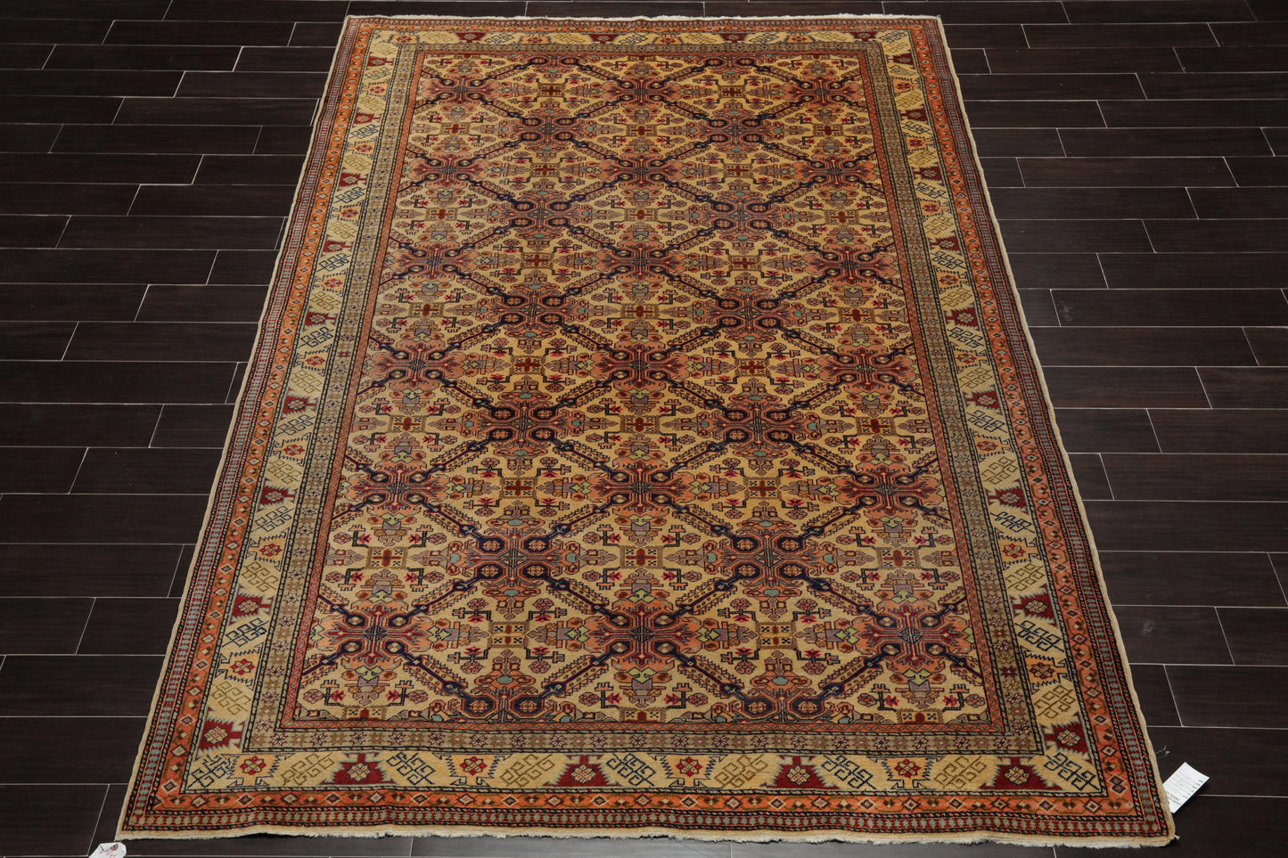 6'6" x 9'8" Hand Knotted 100% Wool Superfine 200 KPSI Oriental Area Rug Tan-1