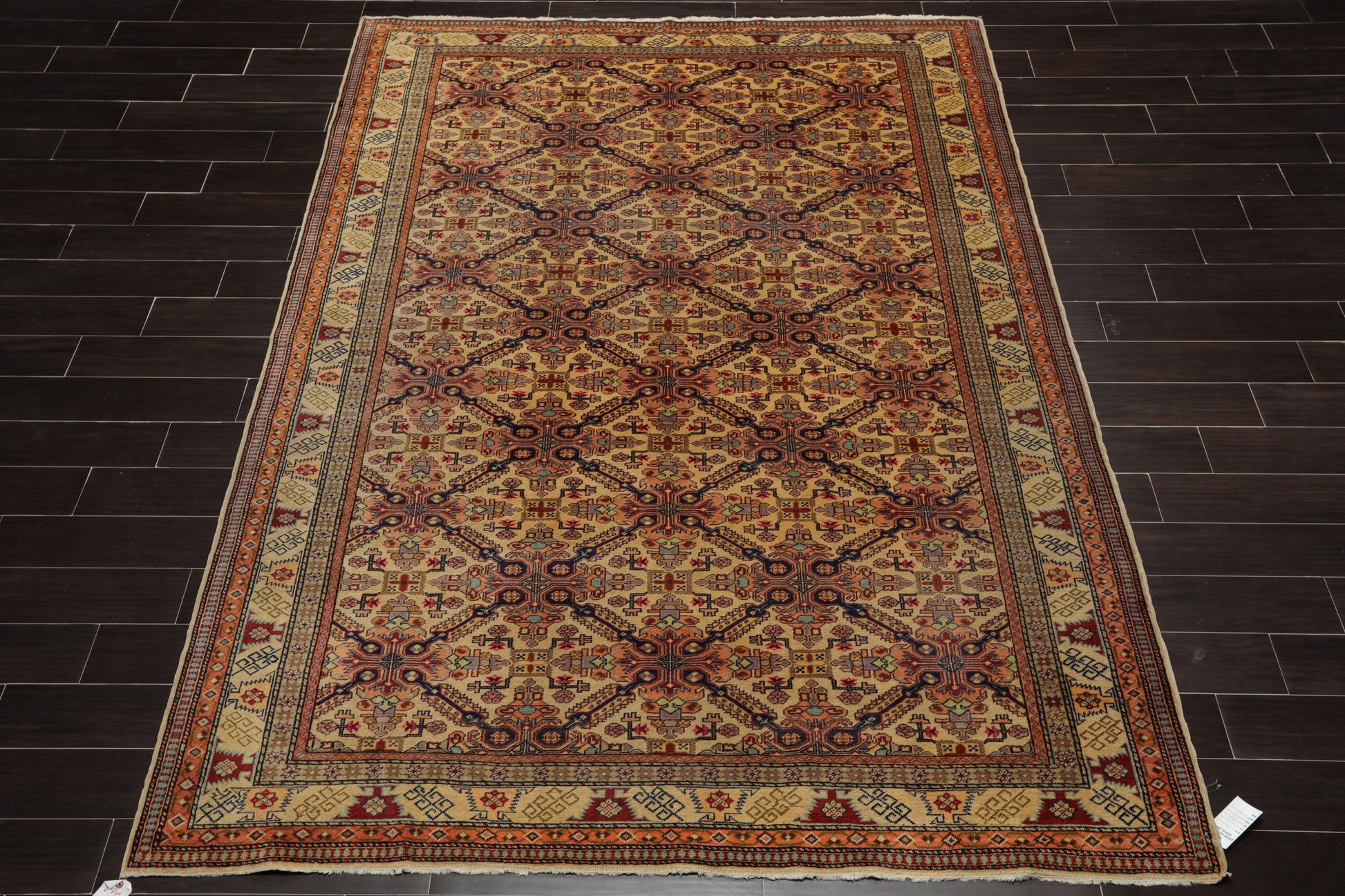 6'6" x 9'8" Hand Knotted 100% Wool Superfine 200 KPSI Oriental Area Rug Tan-1