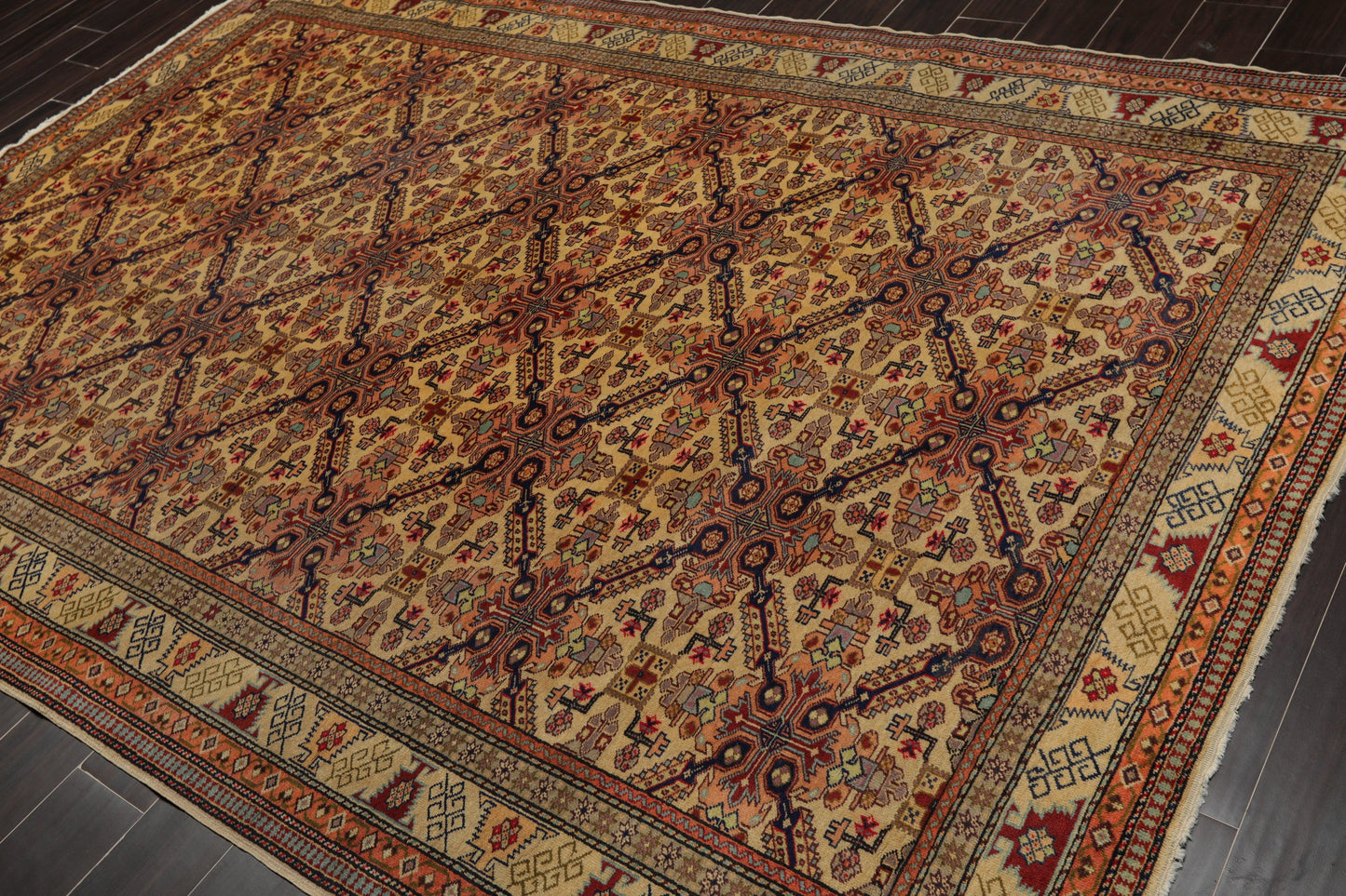 6'6" x 9'8" Hand Knotted 100% Wool Superfine 200 KPSI Oriental Area Rug Tan-2