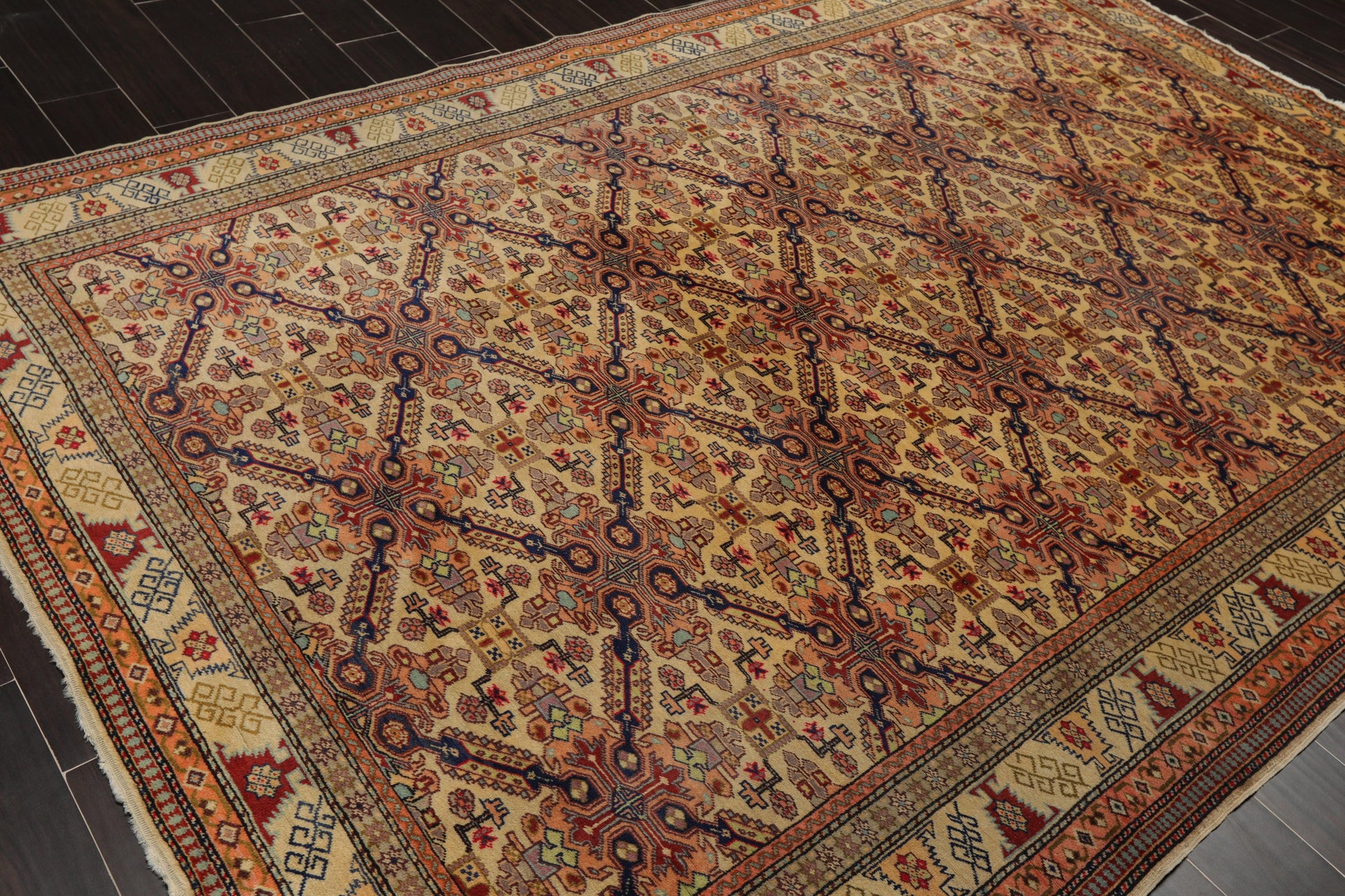 6'6" x 9'8" Hand Knotted 100% Wool Superfine 200 KPSI Oriental Area Rug Tan-3