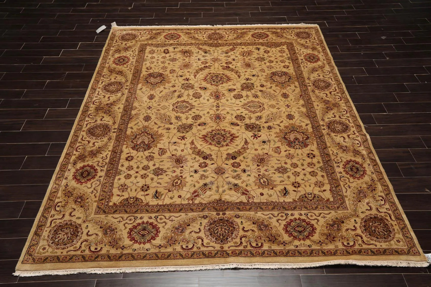 8' x 10' Hand Knotted 100% Wool 200 KPSI Agra Oriental Area Rug Light Gold-1