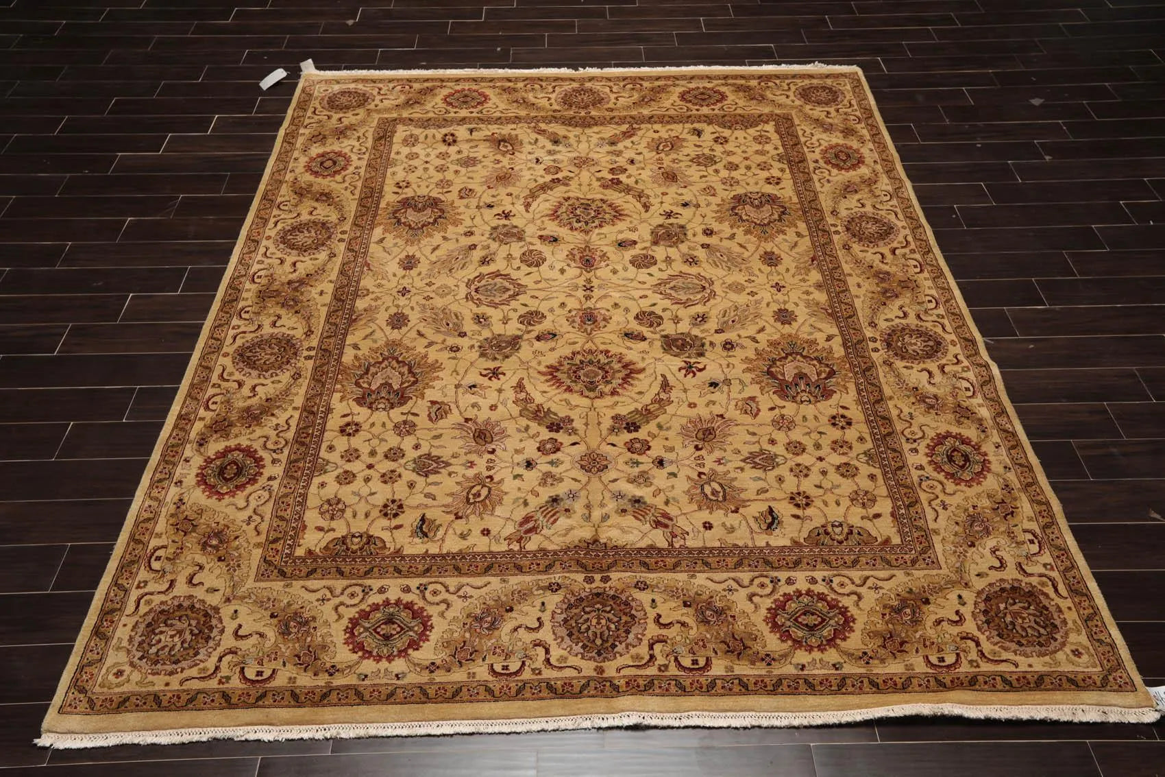 8' x 10' Hand Knotted 100% Wool 200 KPSI Agra Oriental Area Rug Light Gold-1