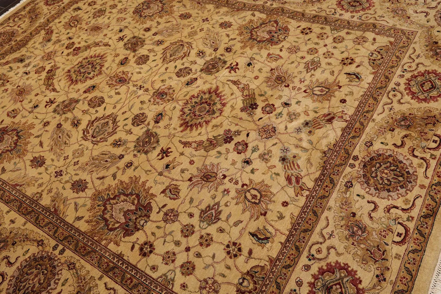 8' x 10' Hand Knotted 100% Wool 200 KPSI Agra Oriental Area Rug Light Gold-2