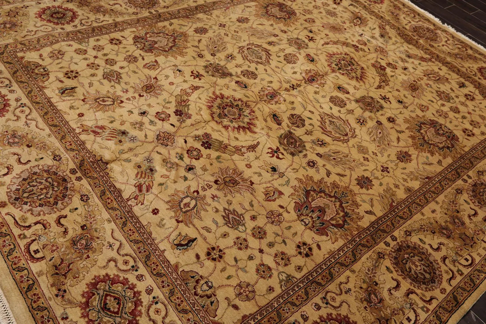 8' x 10' Hand Knotted 100% Wool 200 KPSI Agra Oriental Area Rug Light Gold-3