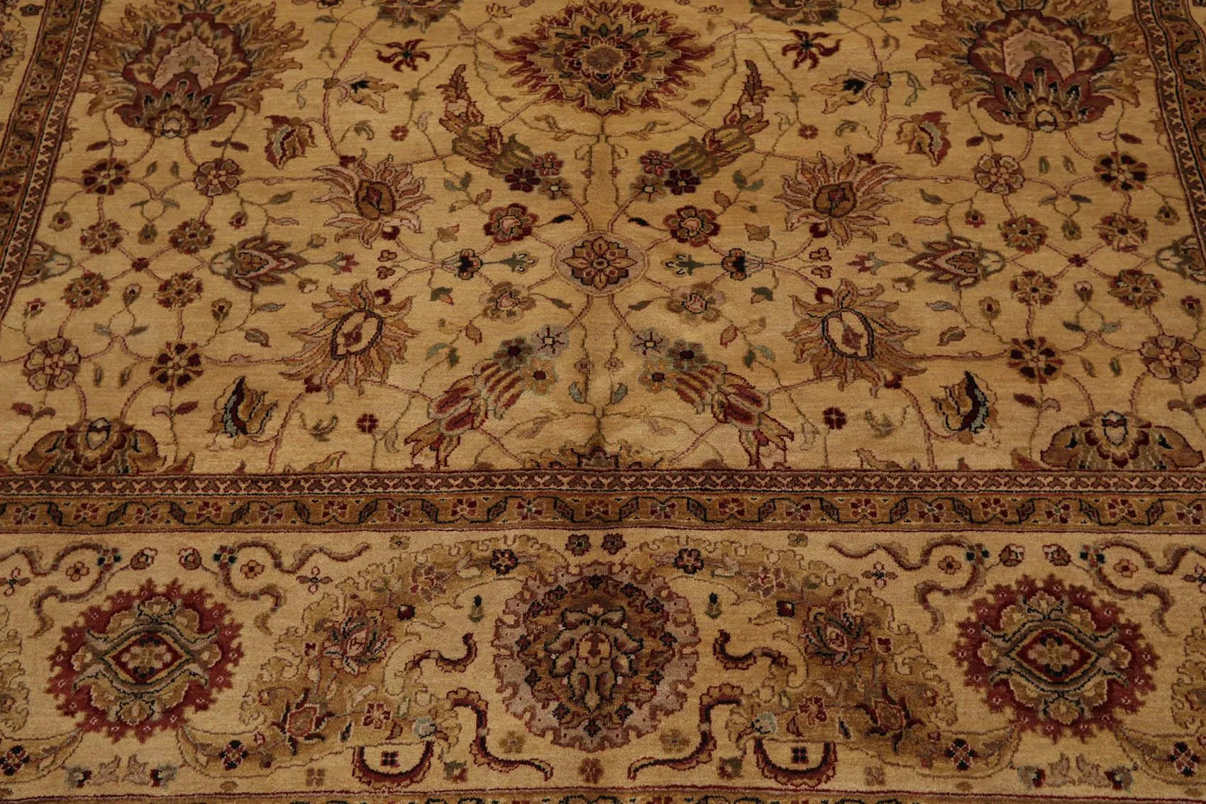 8' x 10' Hand Knotted 100% Wool 200 KPSI Agra Oriental Area Rug Light Gold-4