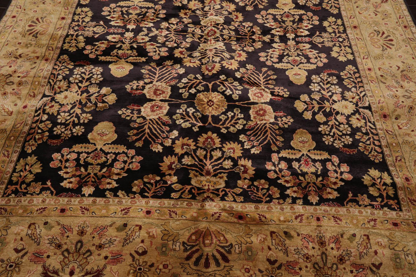 Hand Knotted Wool Sarouk 250KPSI Oriental Area Rug Dark Chocolate 7'11" x 9'10"-4