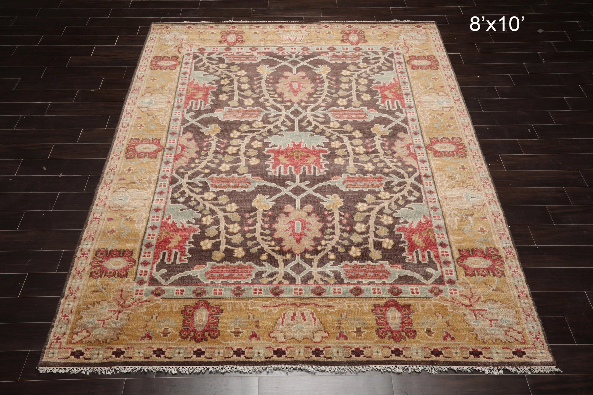 Multi Sizes Hand Knotted LoomBloom Muted Turkish Oushak 100% Wool Traditional  Oriental Area Rug Brown,Mustard Color-2