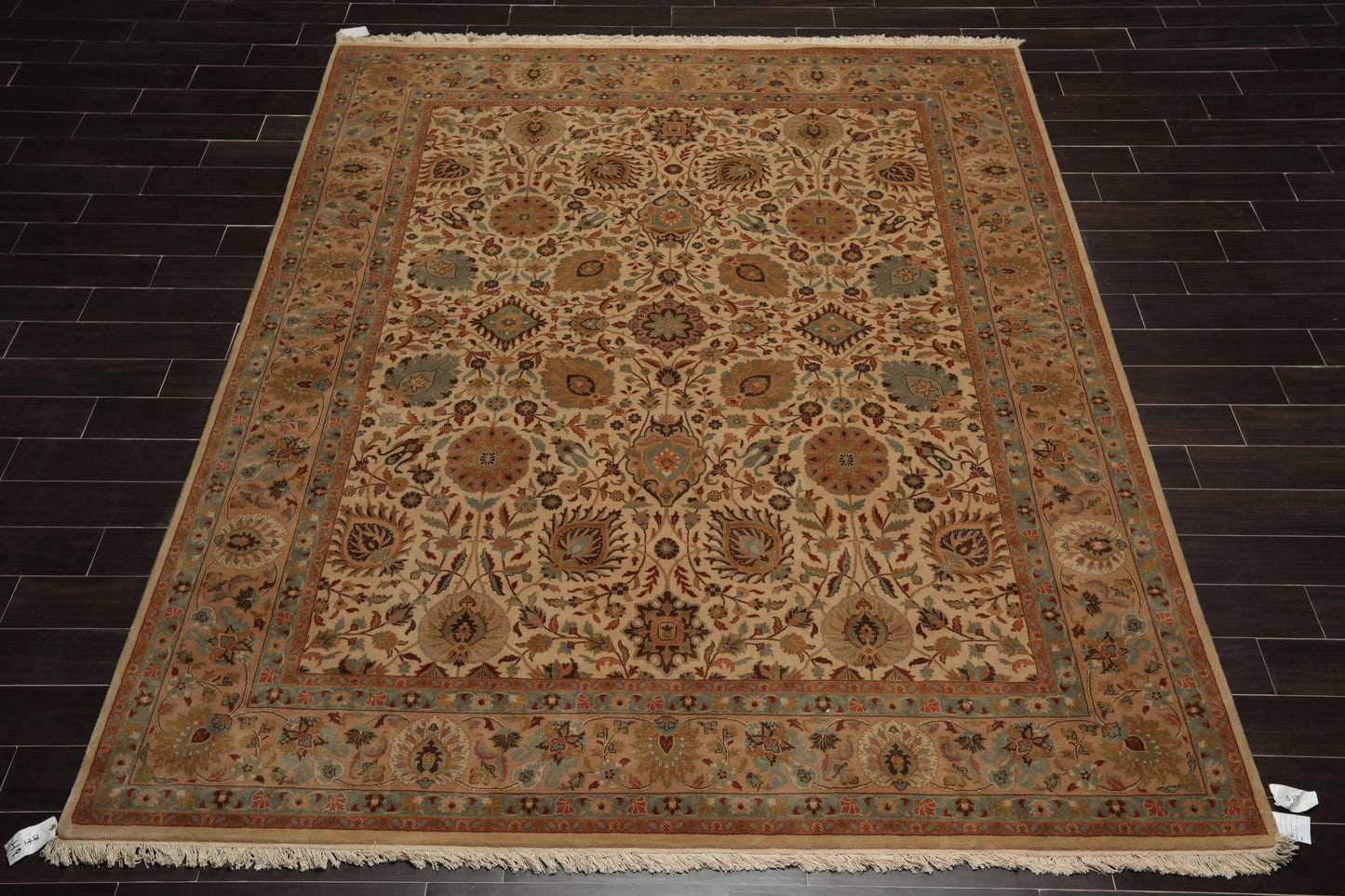 8' x 9'11" Hand Knotted Wool Traditional Agra 200 KPSI Oriental Area Rug Beige-1
