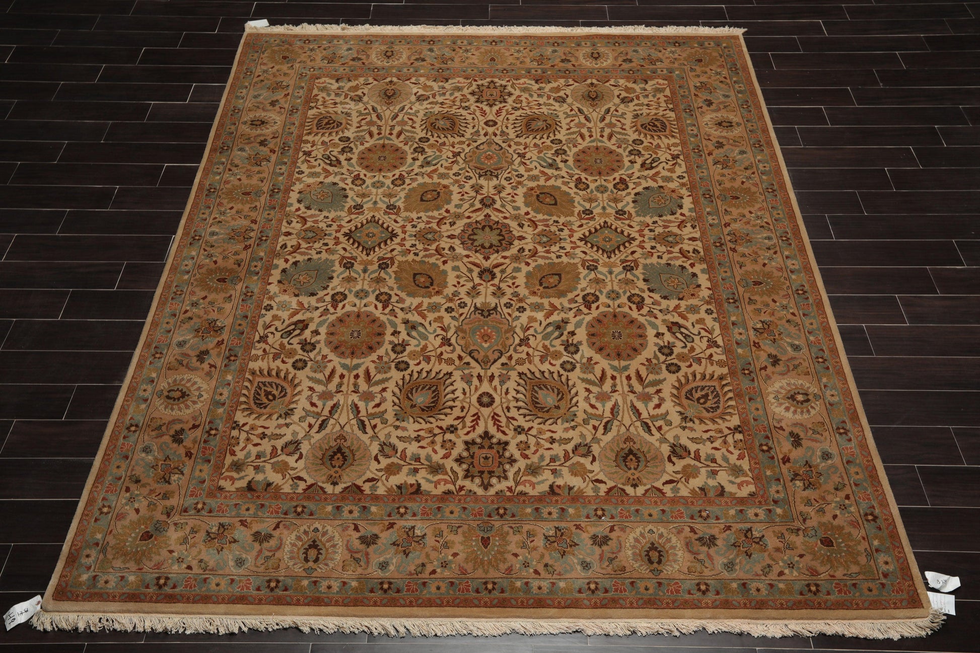 8' x 9'11" Hand Knotted Wool Traditional Agra 200 KPSI Oriental Area Rug Beige-1
