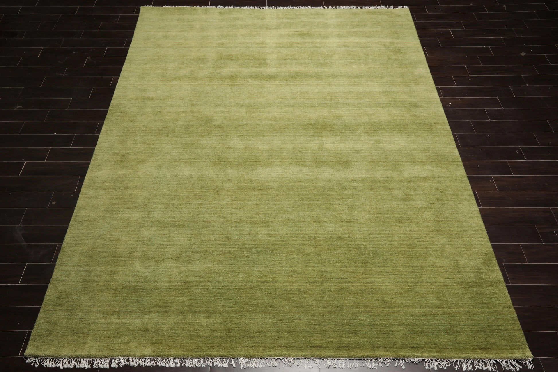 Multi Sizes Green Hand Loomed Wool Plain Solid Minimalist Modern Area Rug-2