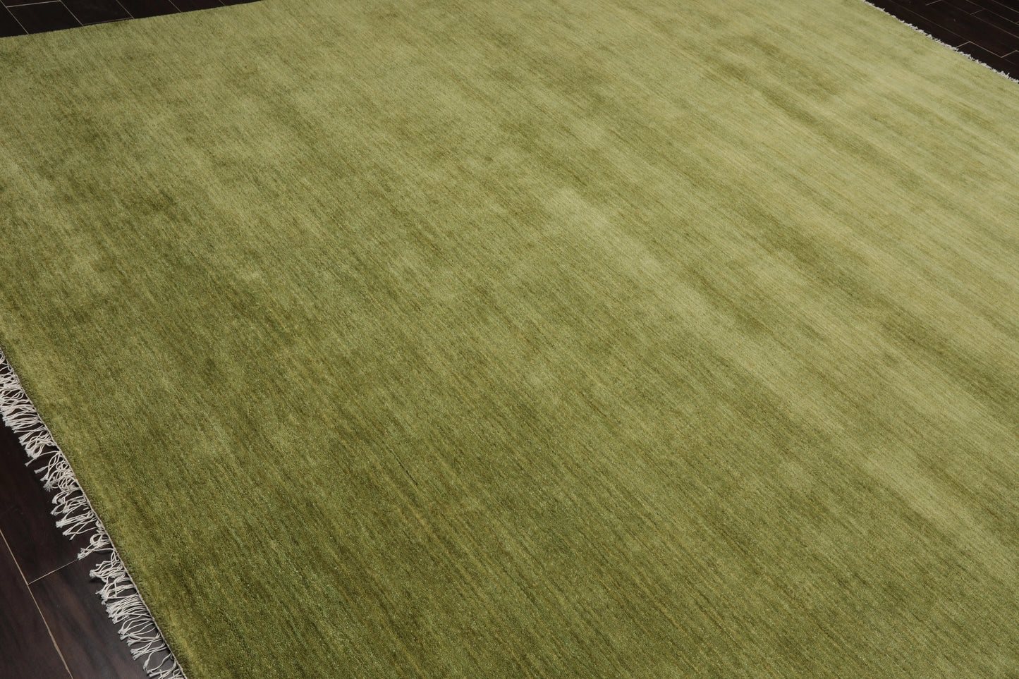 Multi Sizes Green Hand Loomed Wool Plain Solid Minimalist Modern Area Rug-4