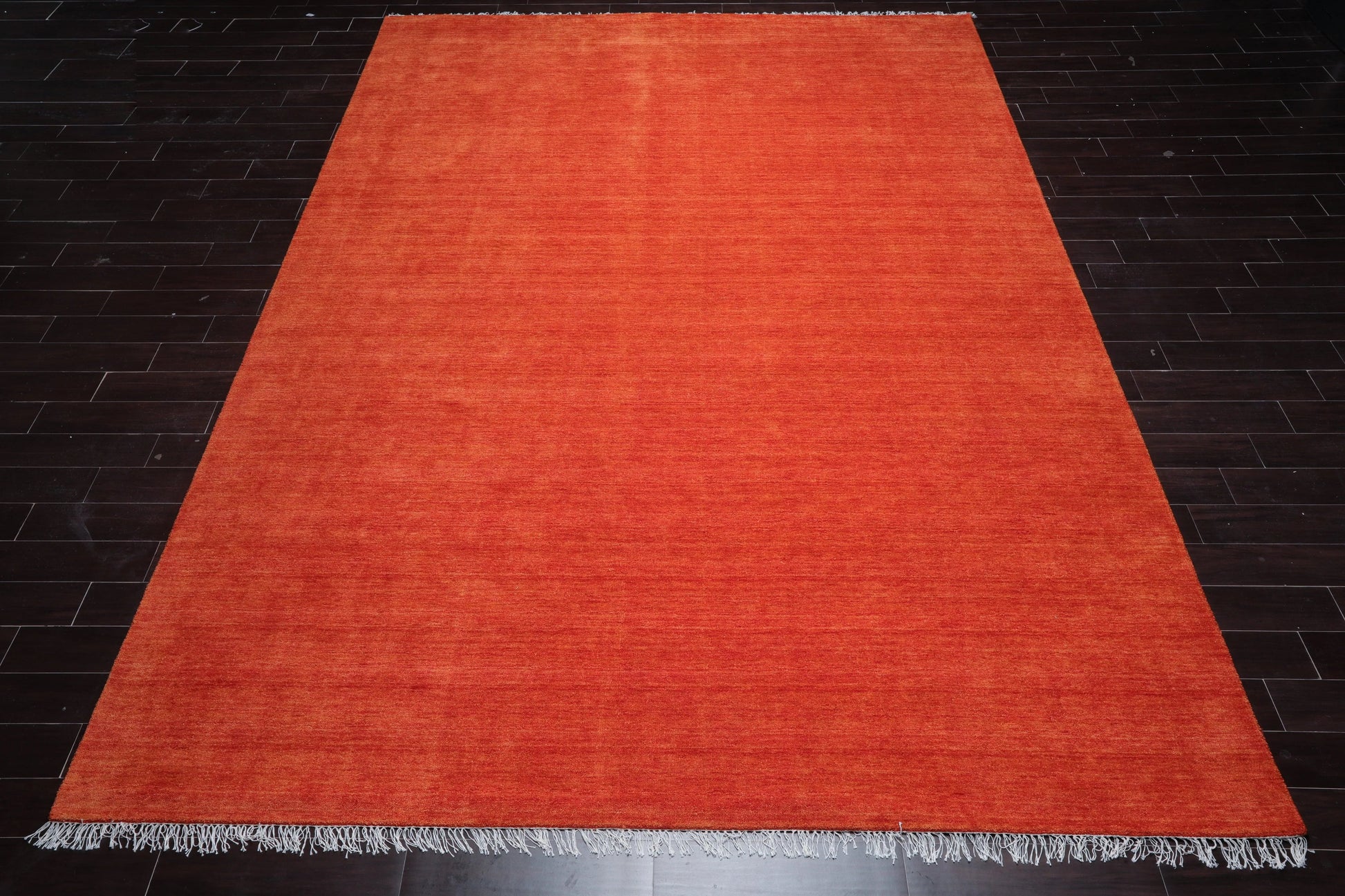 Multi Sizes Hand Loomed wool Plain Solid Minimalist Area Rug Burnt Orange-2