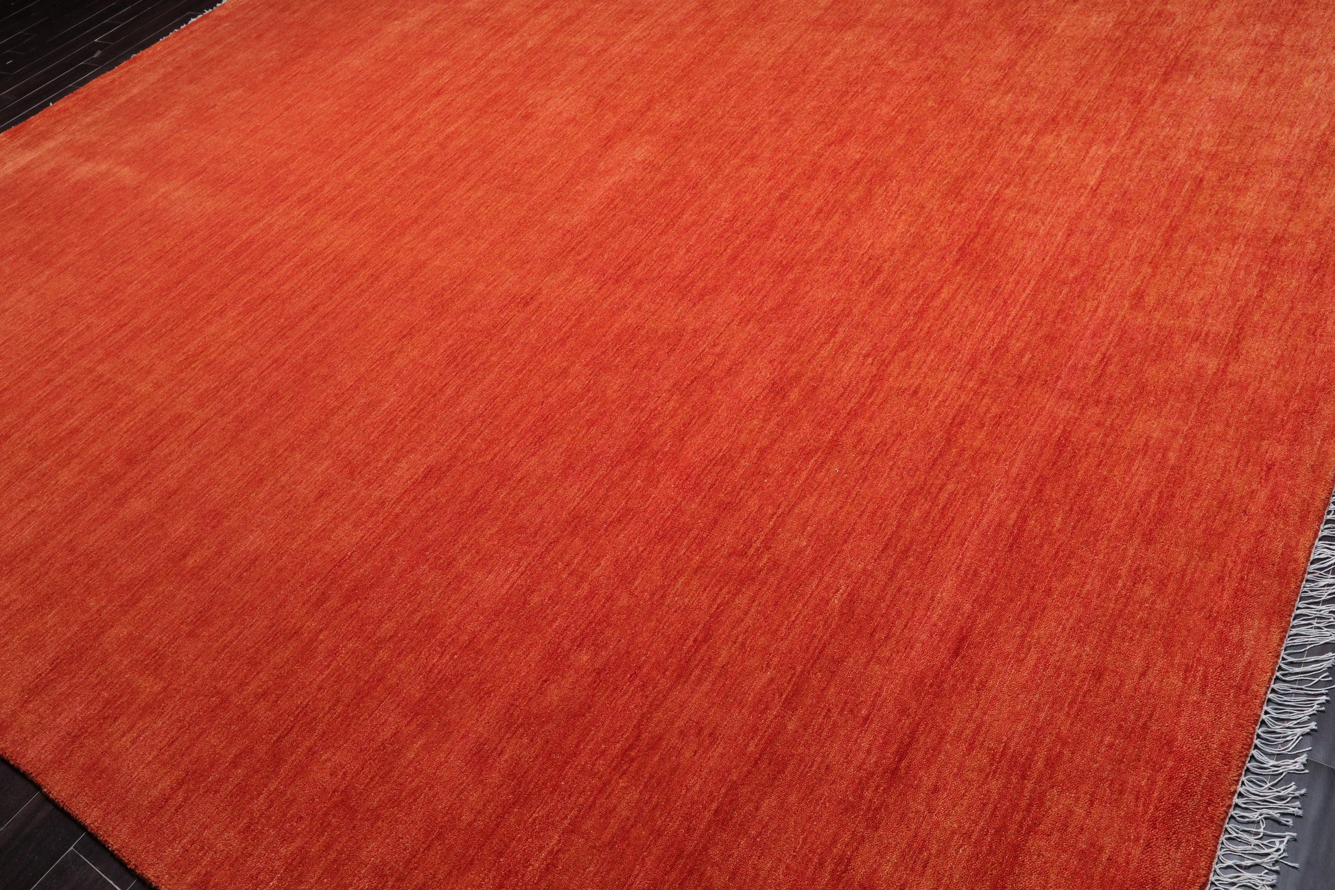 Multi Sizes Hand Loomed wool Plain Solid Minimalist Area Rug Burnt Orange-3