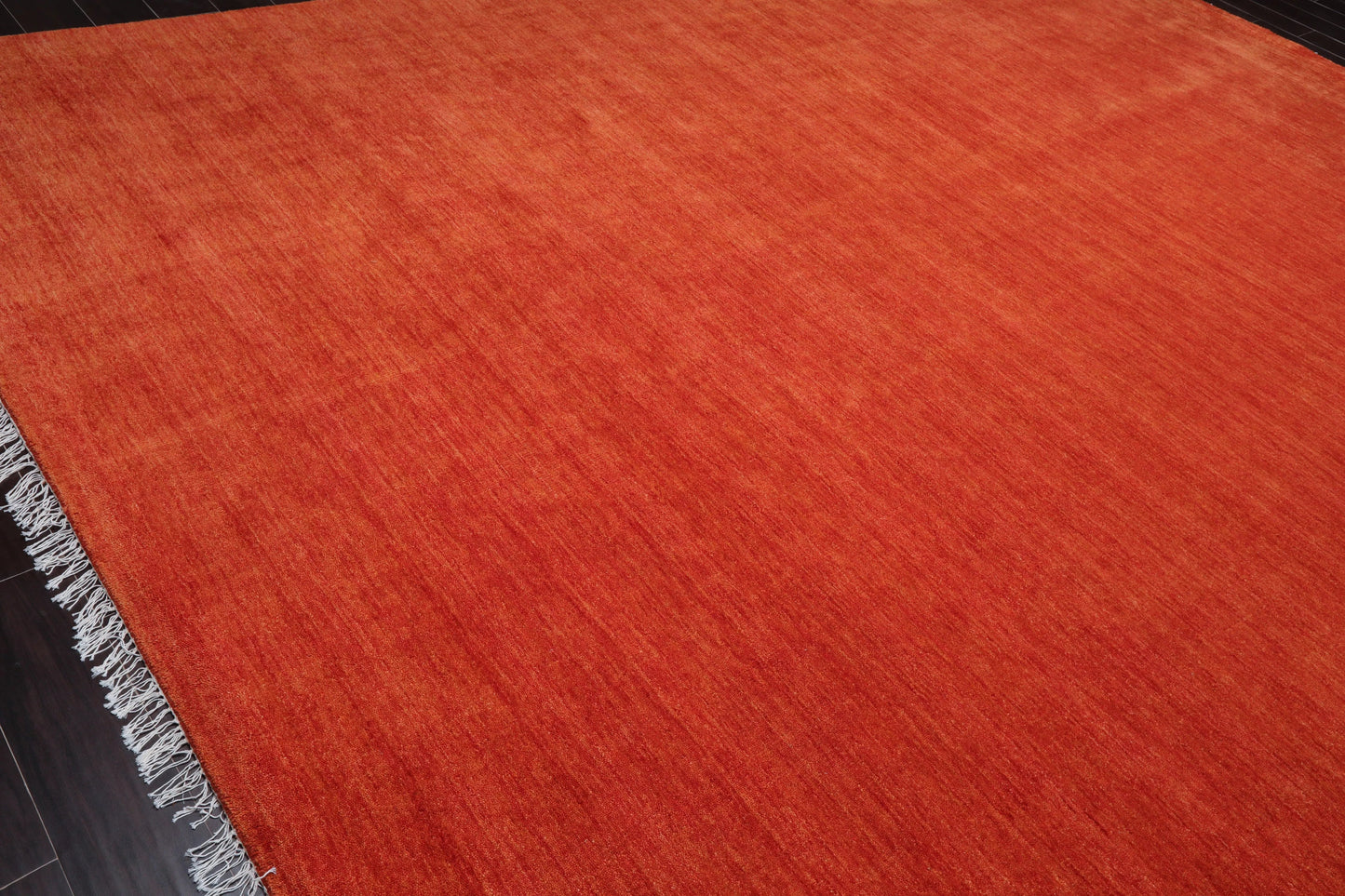 Multi Sizes Hand Loomed wool Plain Solid Minimalist Area Rug Burnt Orange-4