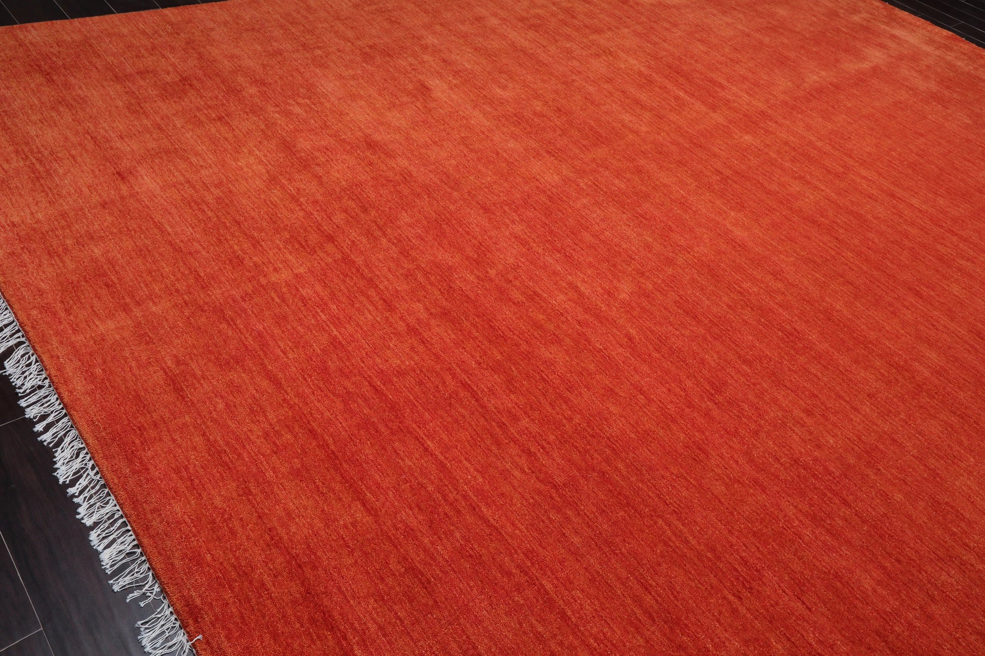 Multi Sizes Hand Loomed wool Plain Solid Minimalist Area Rug Burnt Orange-4